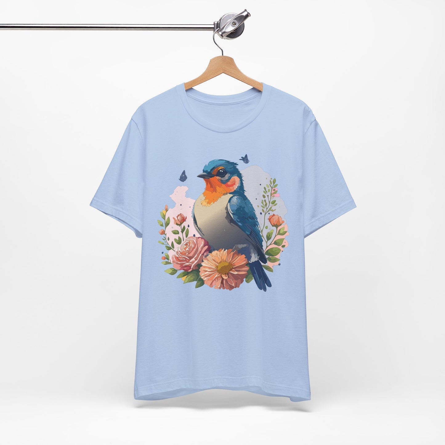 Floral Bird Tee, Animal Shirt, Bird Shirt, Floral Tee, Flower T-shirt, T-Shirt with Animal