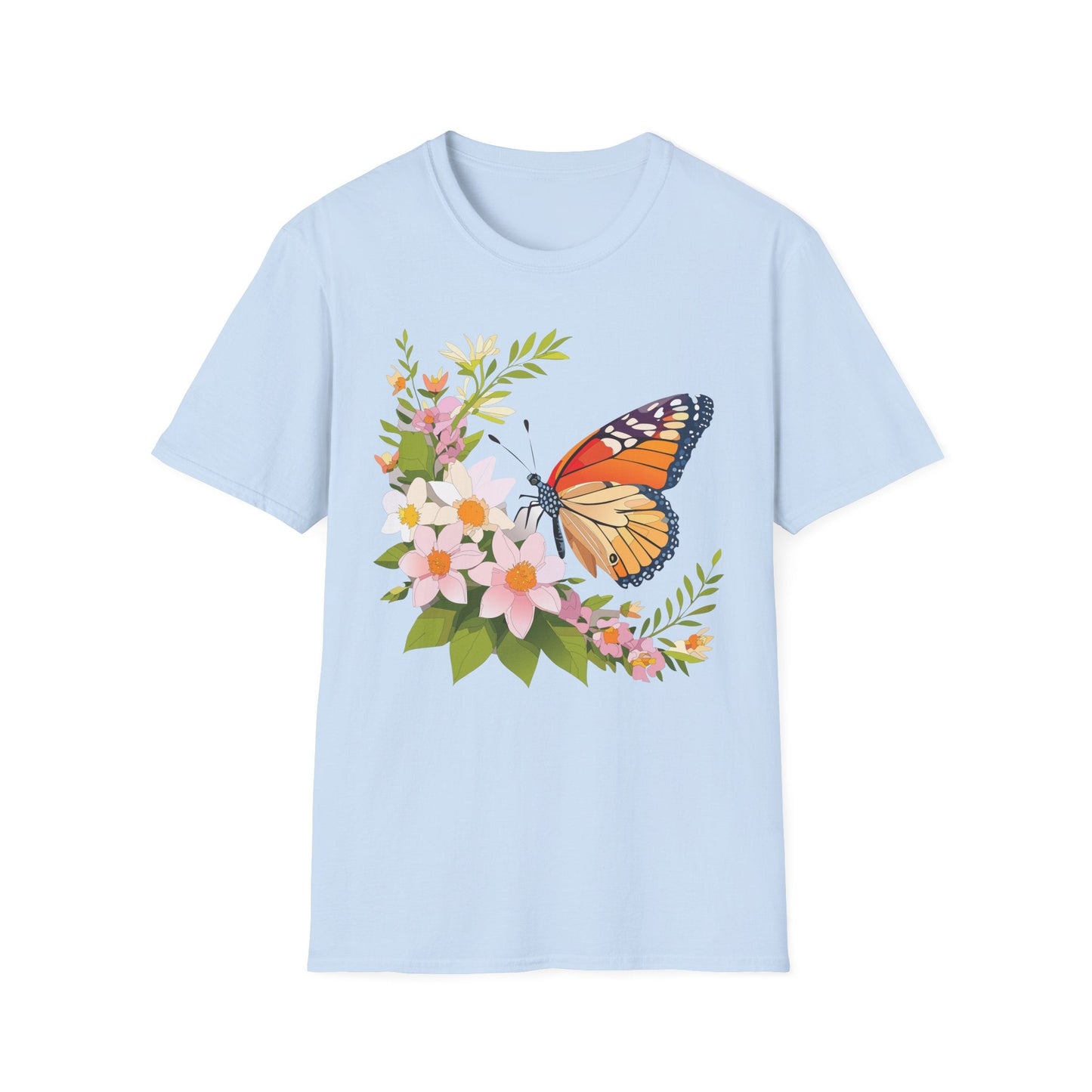 Monarch Butterfly T Shirt Unisex Softstyle Gildan 64000 100 Percent Cotton Tee Breathable