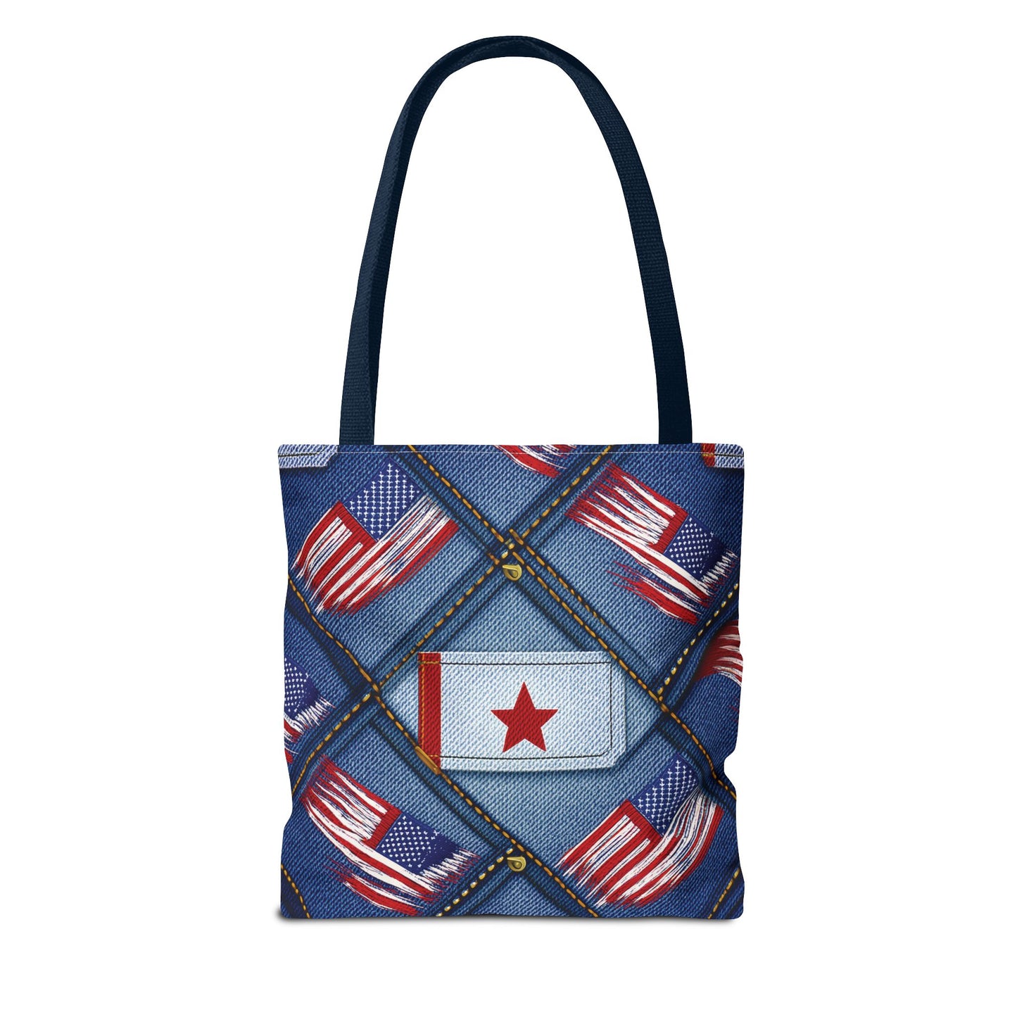 4th of July Graphic Denim Fabric Imitation Print Unisex Canvas Bag Poly Spun 3 Sizes Tote Bag 200-7