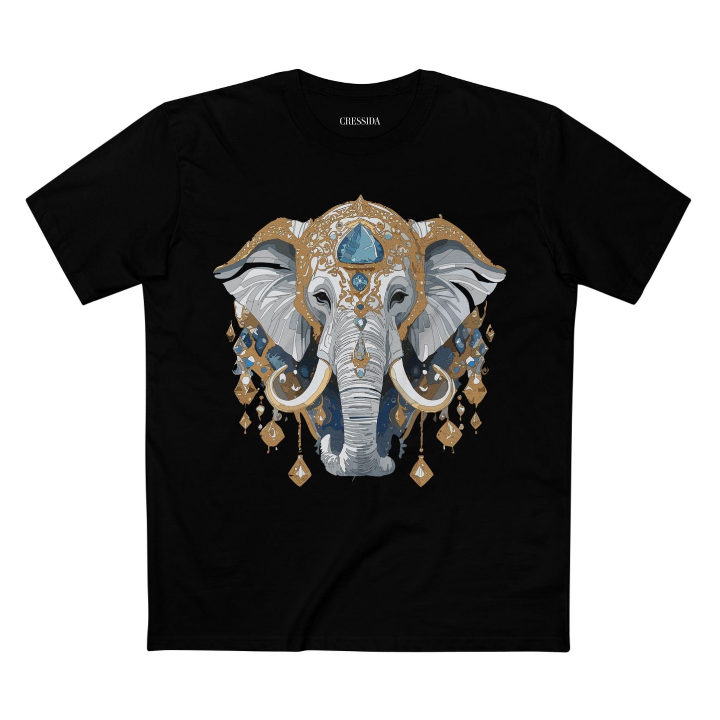 Elephant Graphic Unisex 100 Cotton Tee With Unique Animal Golden Medallion Art Design 40