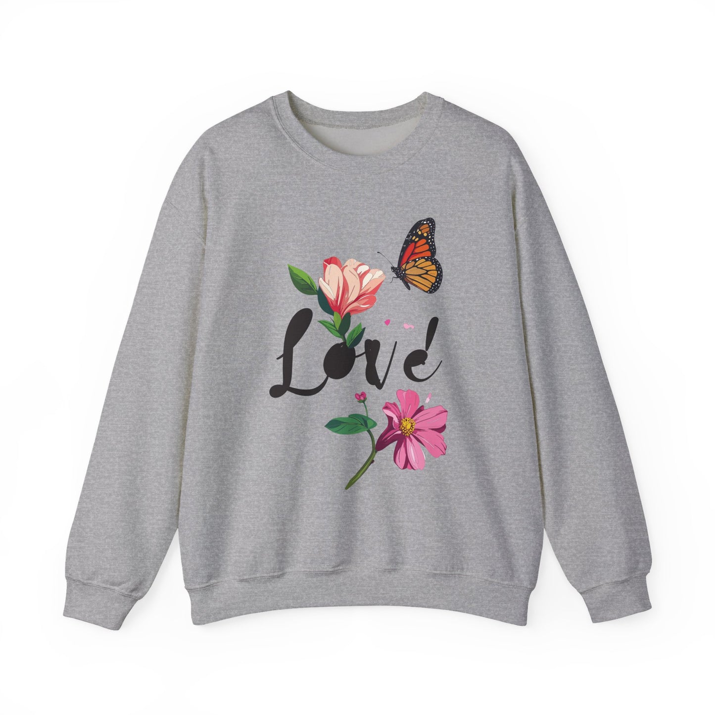 Floral Love Sweatshirt, Floral Butterfly Sweatshirt, Love Sweatshirt, Valentine's Day Sweatshirt, Floral Sweatshirt 120