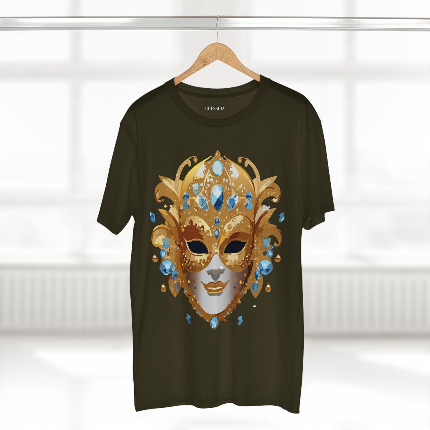 Carnival Mask Graphic T-Shirt Unisex 100 Cotton With Antique Gold Art Design Tee 21
