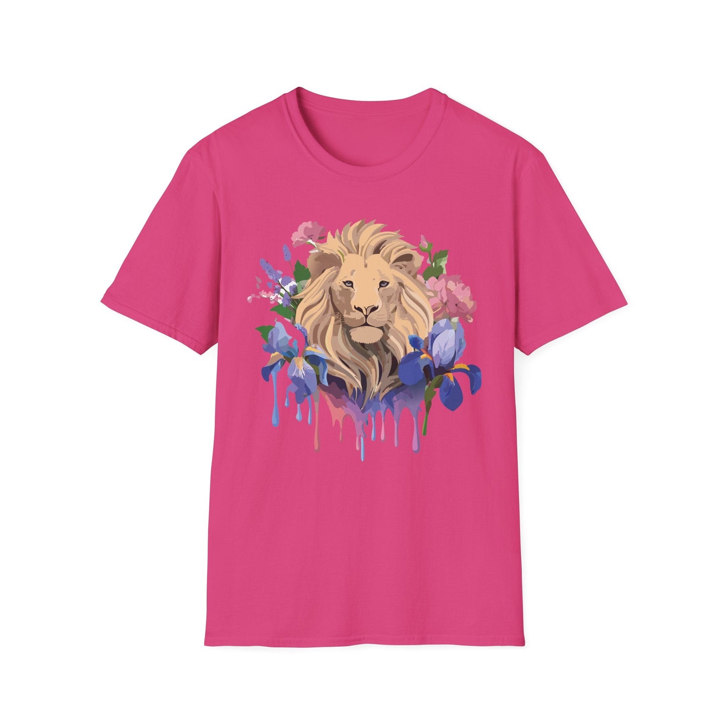 Unisex Softstyle Lion Shirt Floral Lion Tee Animal Print Graphic Tee