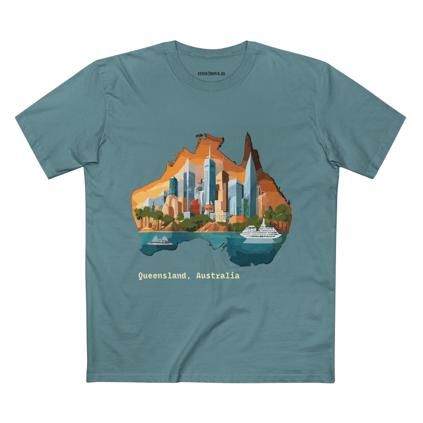 Retro2Nova Australia Travel Shirt Unisex Premium Cotton Tee With Original Art Design