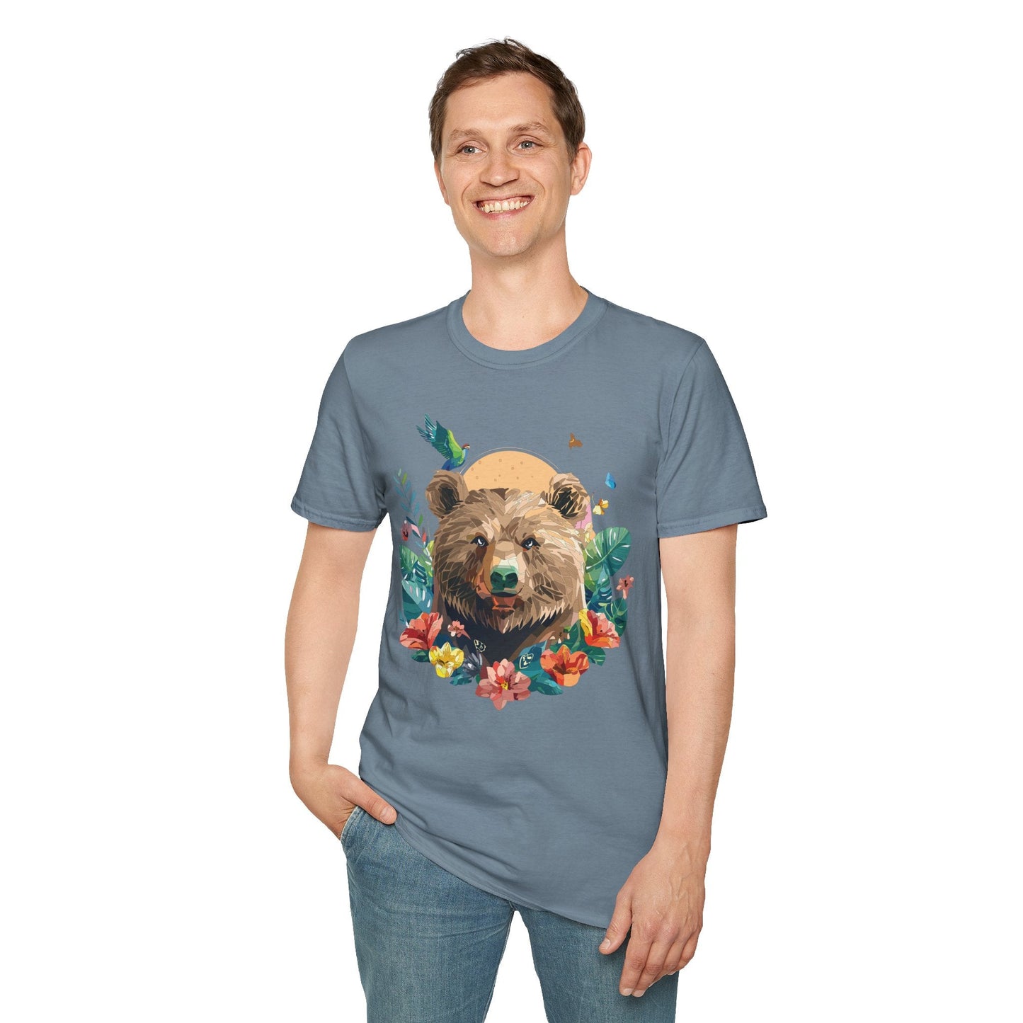 Bear T Shirt Unisex Graphic Tee Bear Lover Gift 100 Percent Ring Spun Cotton Softstyle 64000 Gildan