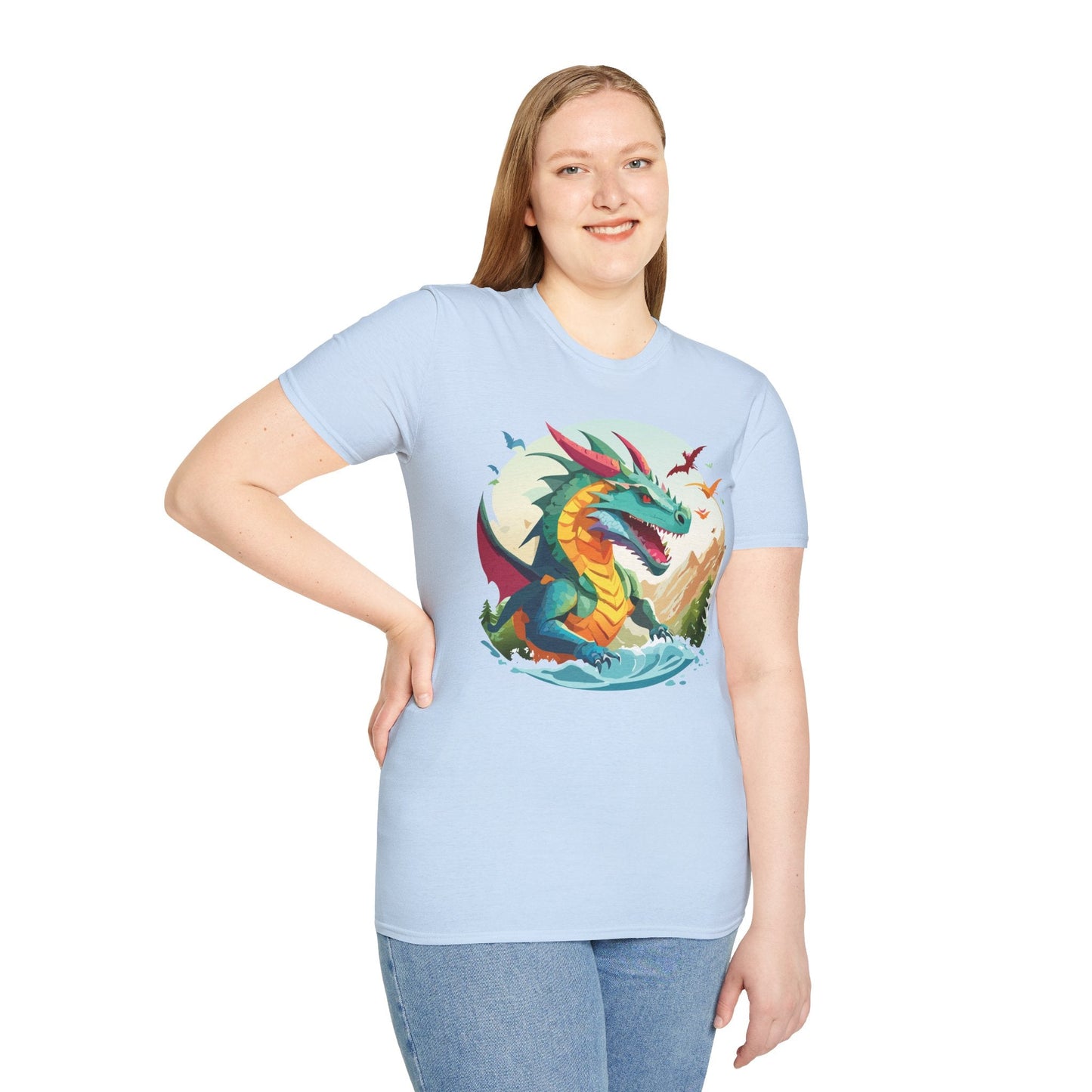 Dragon T Shirt Unisex Animal Tee Softstyle 64000 Premium 100 Percent Ring Spun Cotton