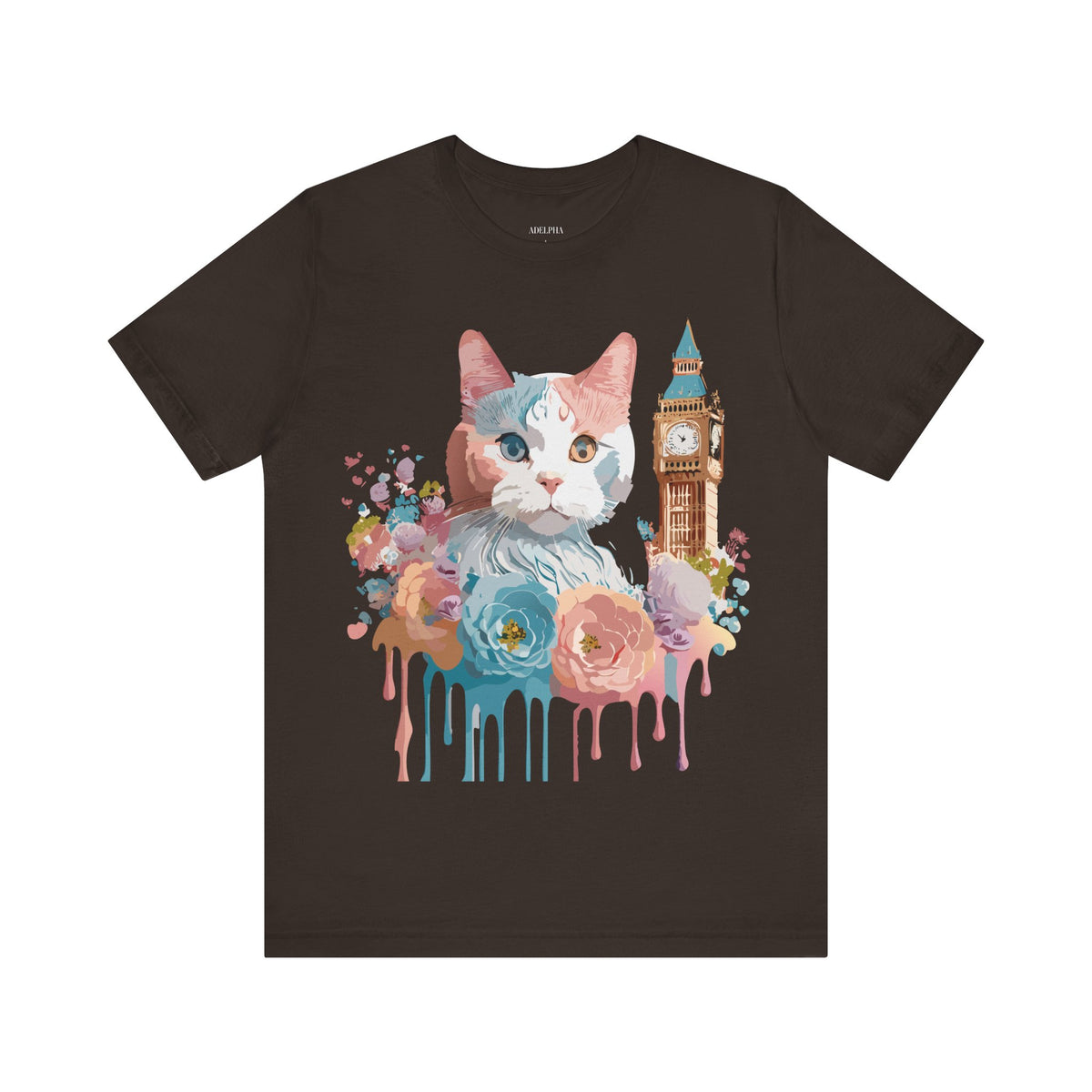 Cat Graphic Unisex Cotton Bella+Canvas Tee with Art Animal Design e100