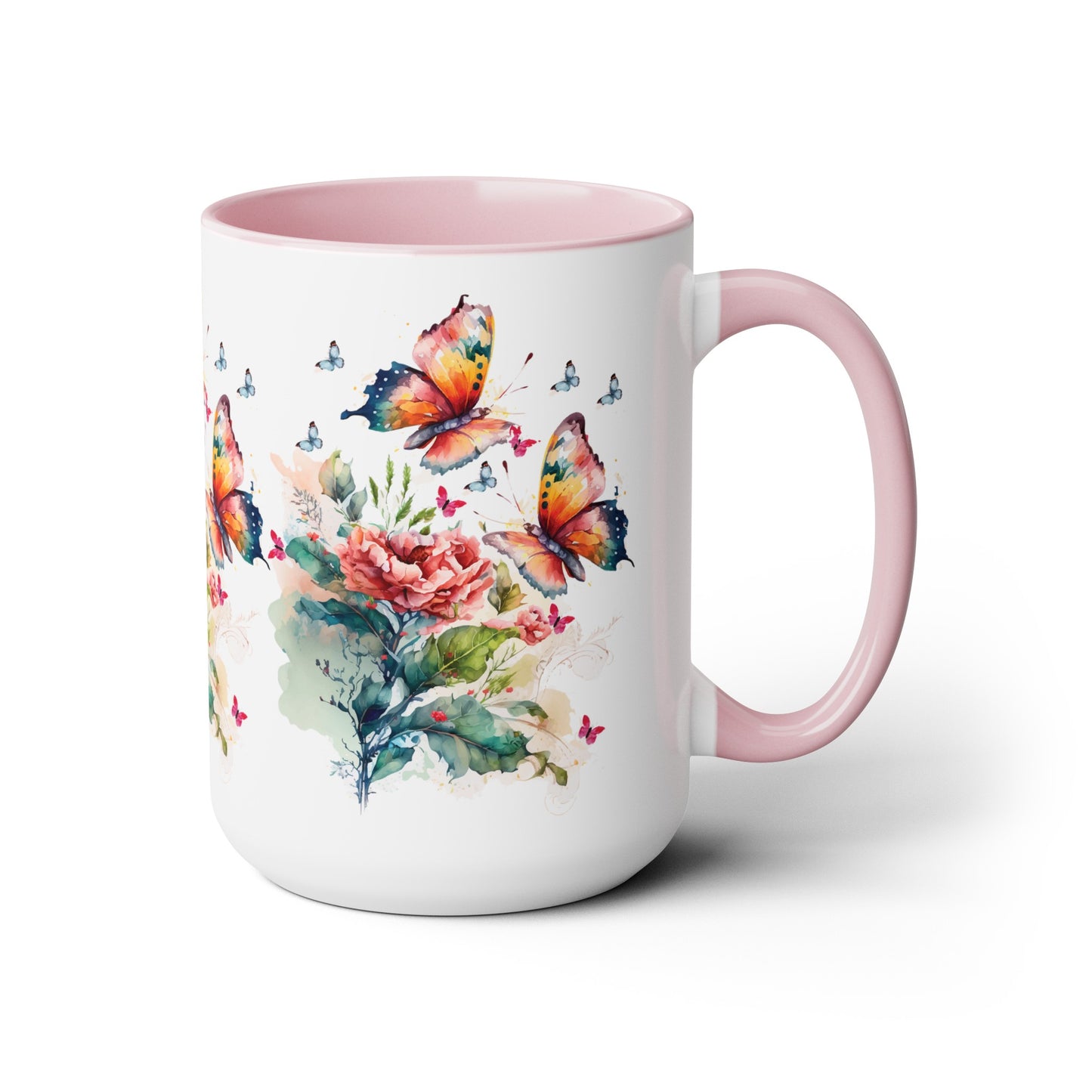 Two-Tone Coffee Mugs with butterfly