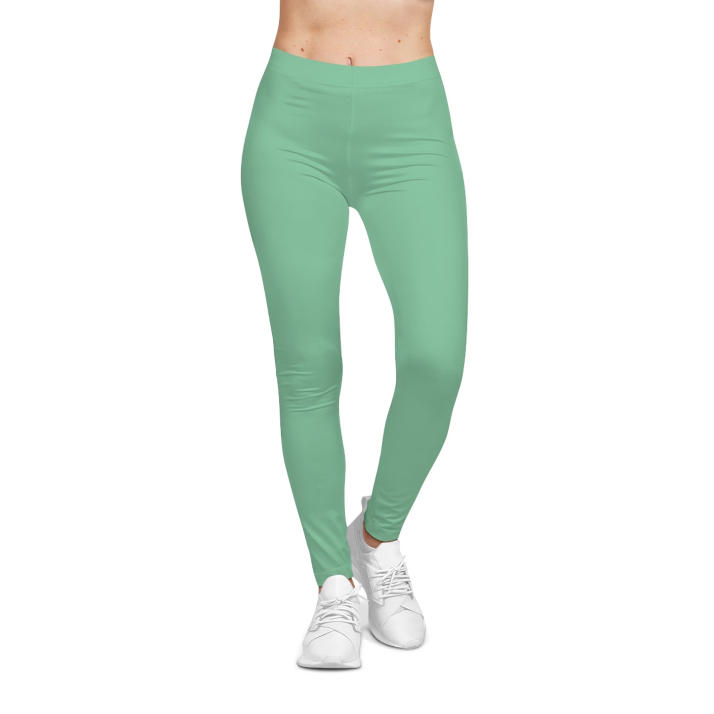 Muted Seaweed Green Color Women's Poly-Span Casual Leggings XS-2XL