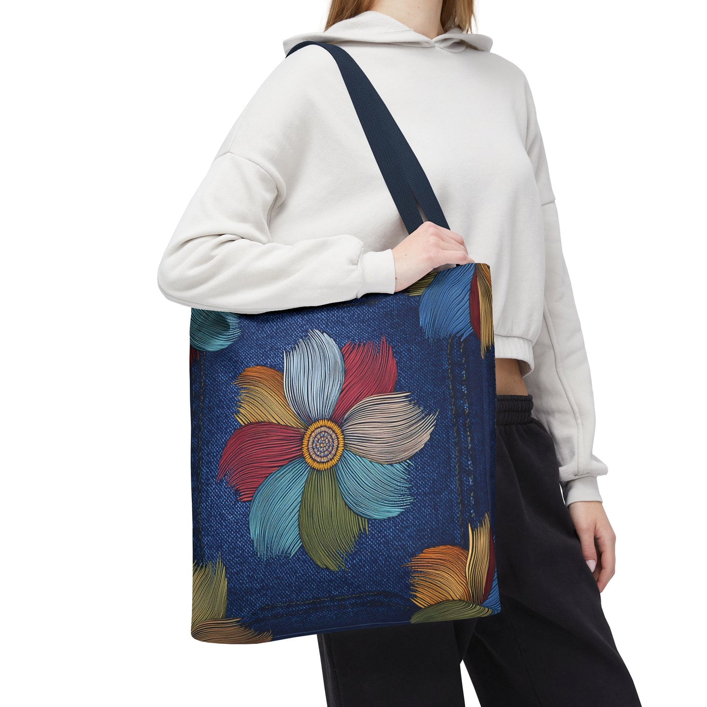 Denim Fabric Imitation Print Unisex Canvas Bag Poly Spun 3 Sizes Tote Bag 175