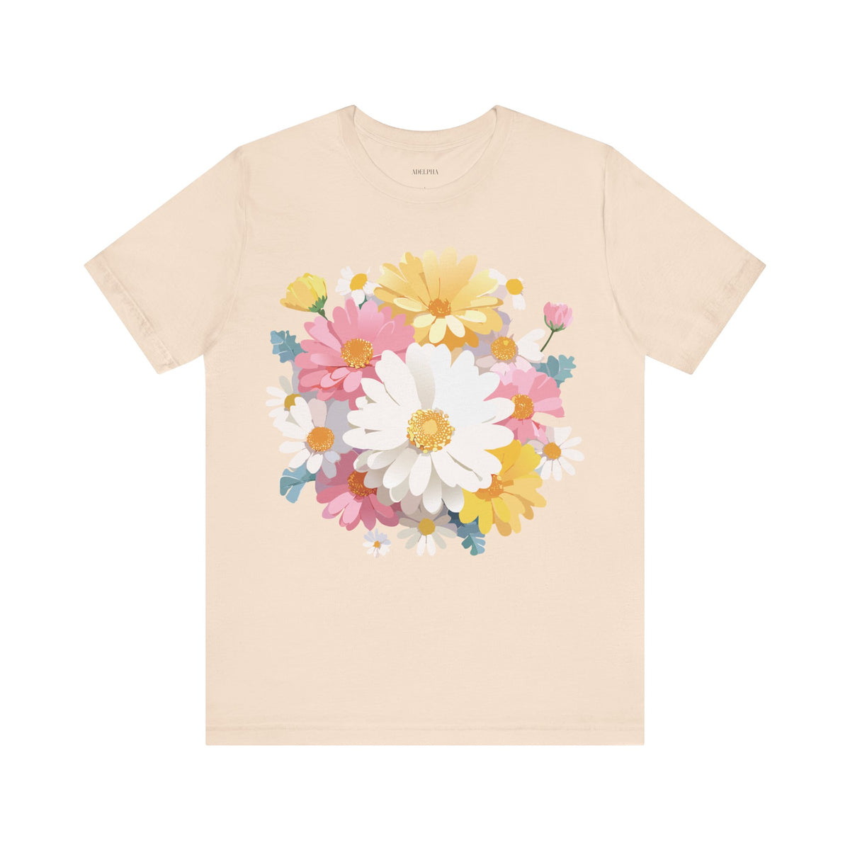 Floral Graphic Unisex Cotton Bella+Canvas Tee with Flowers Art Design n124