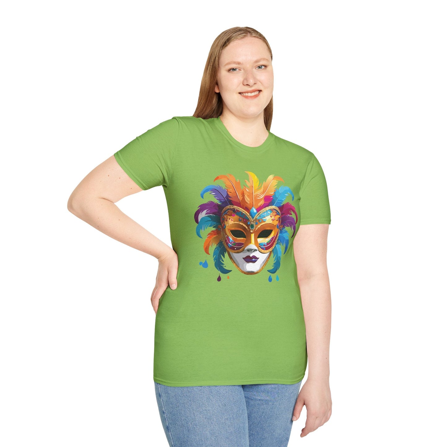 Mask Tee Shirt Unisex Masquerade Design Art Graphic Gildan Softstyle 64000 Cotton Tee