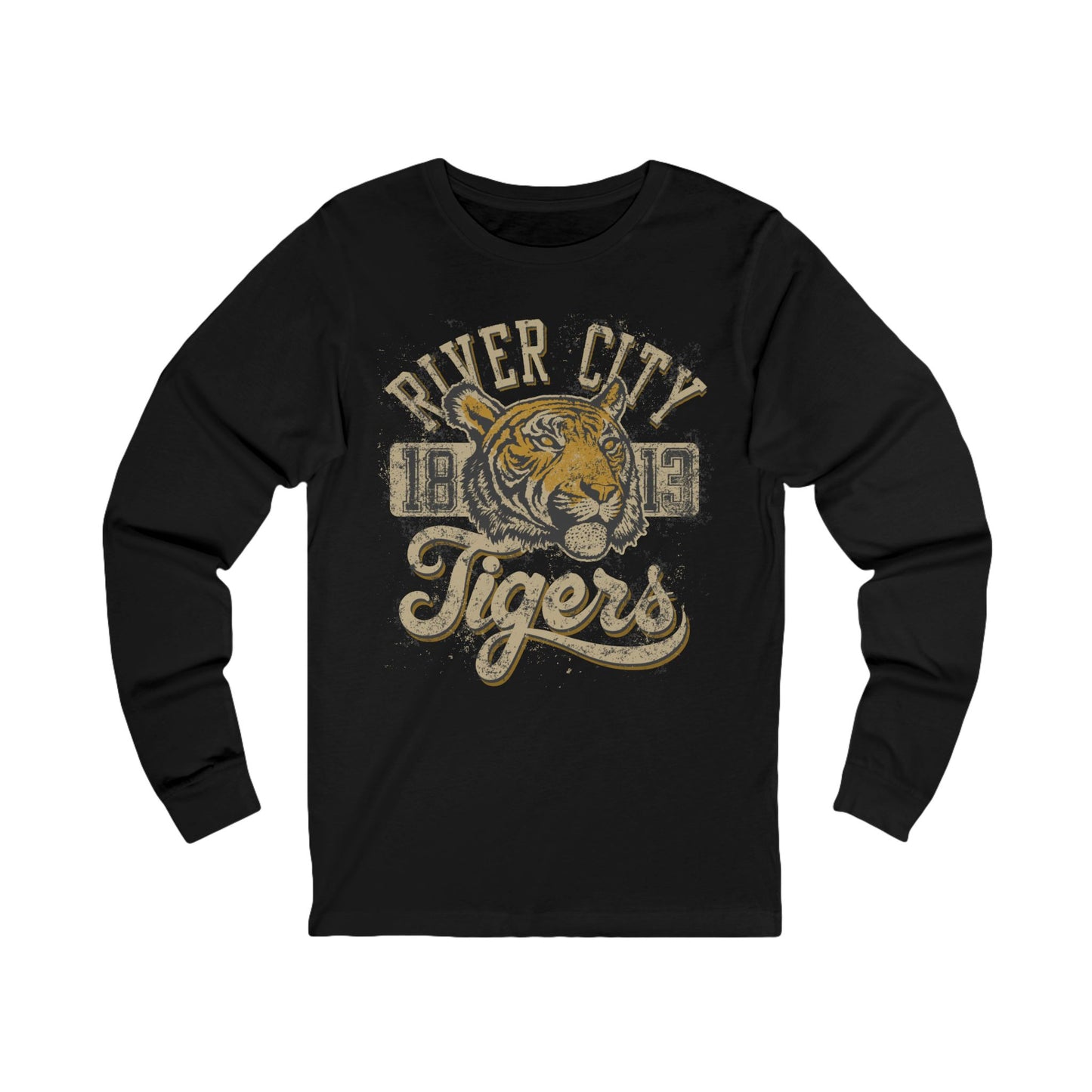 Varan11 Unisex Tigers Logo Tee with Long Sleeves, Sports Logo Jersey Shirt, Sports Tigers T-Shirts with Long Sleeves