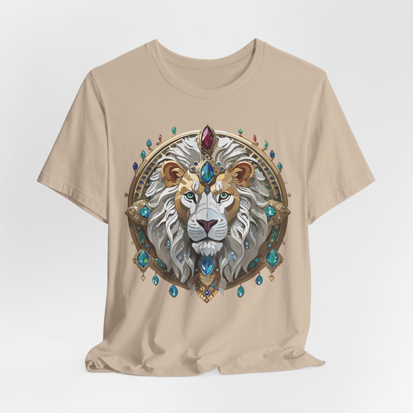 Unisex Lion Graphic Tee, Animal Shirt, Tee Shirt with Lion, Medallion T-Shirt, Animal Medallion Tees