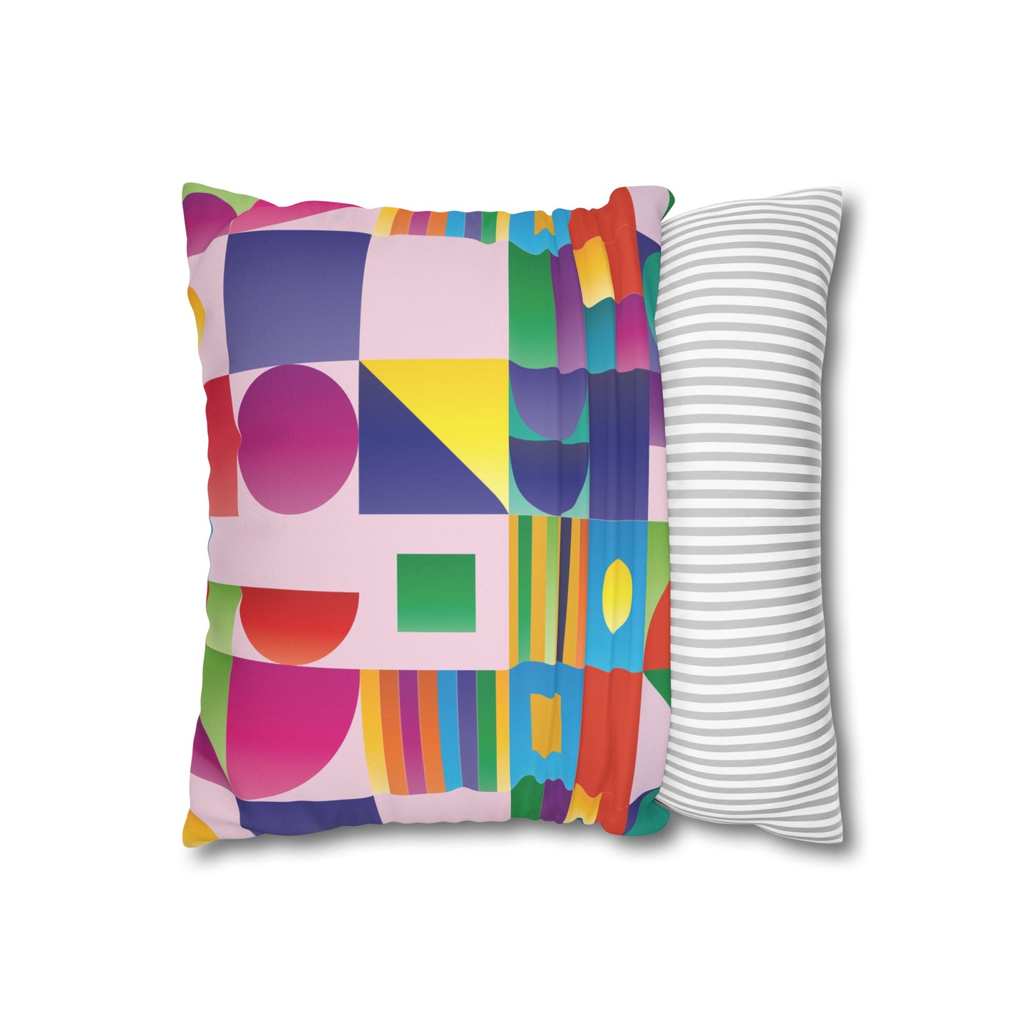 Faux Suede Pillowcase with Abstract print