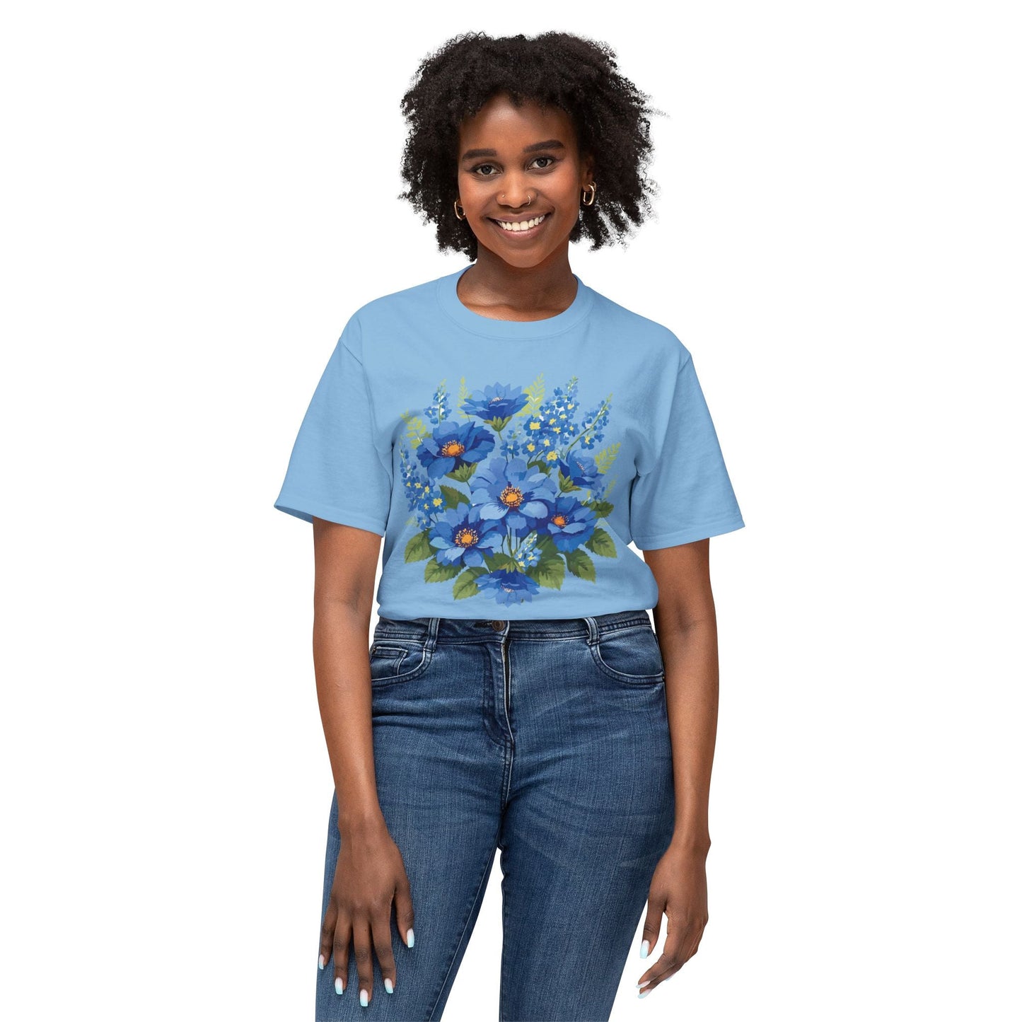 Unisex Floral Art T Shirt Cotton Tee With Vintage Flowers Art Print Breathable USA Made