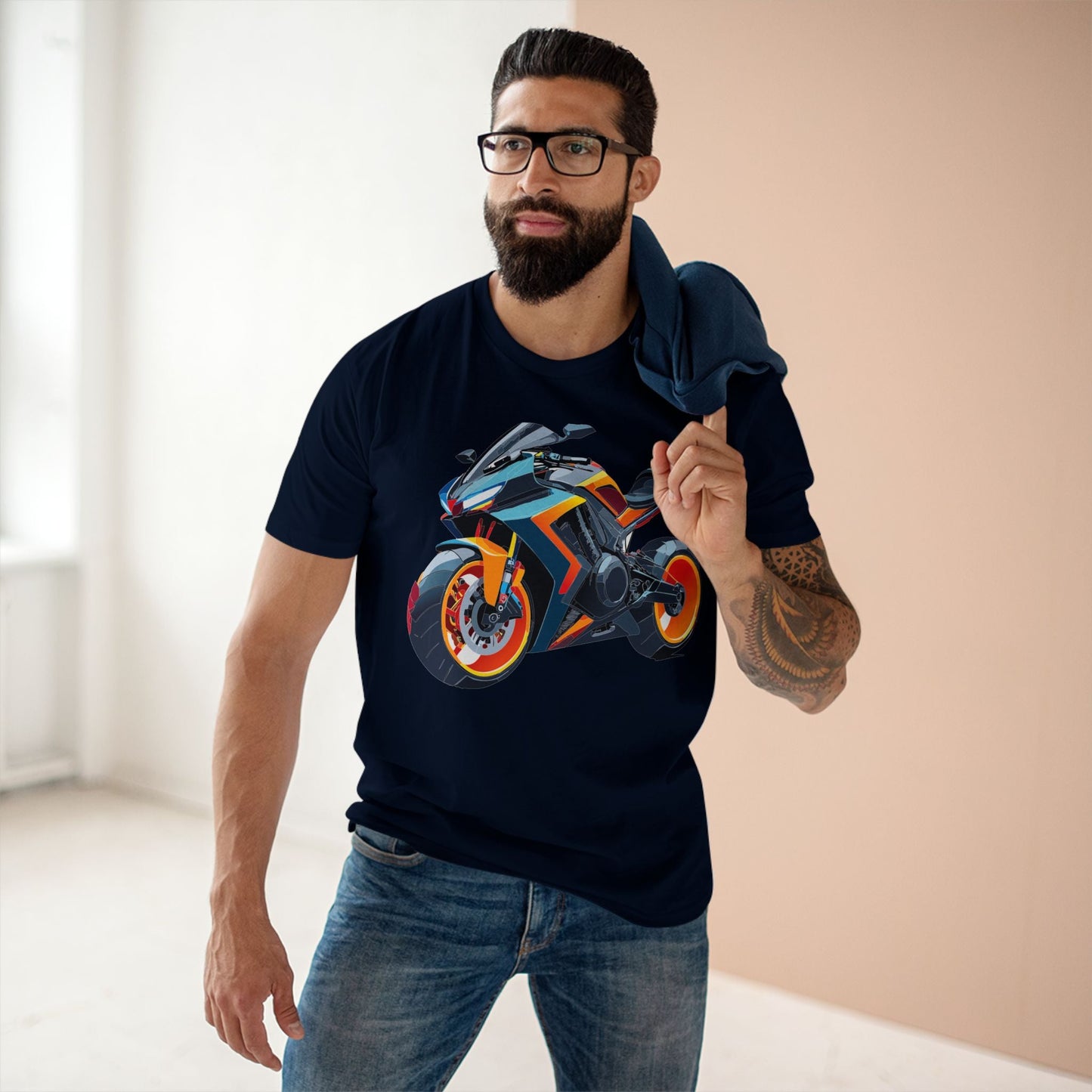 Moto Bike Graphic Unisex 100 Cotton Staple Tee 26