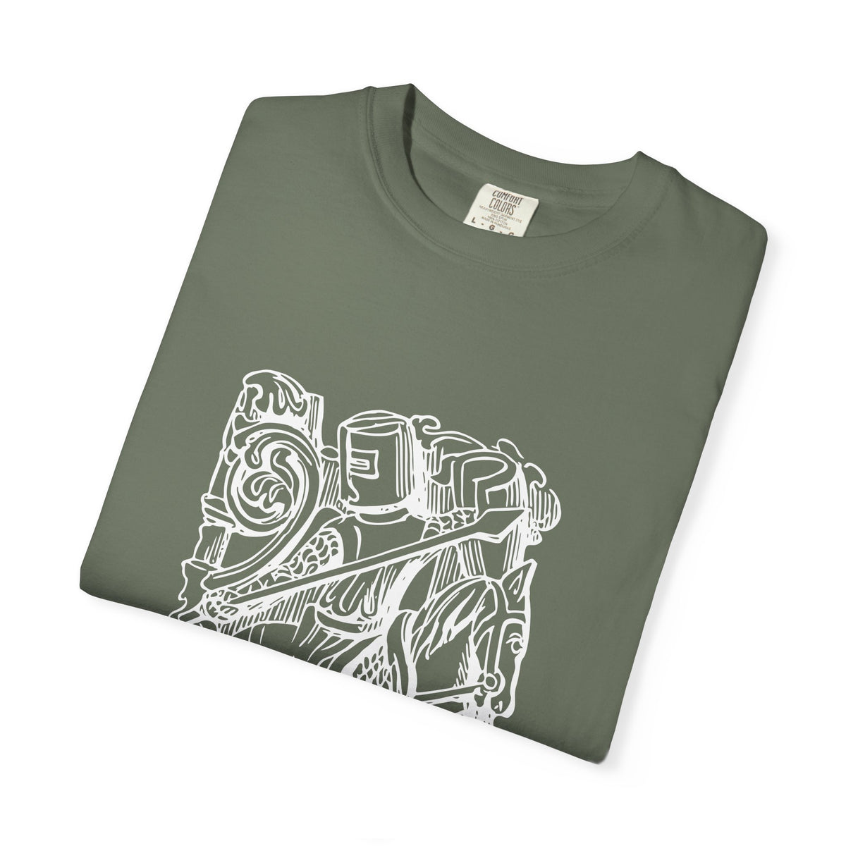 Unisex Cotton Garment Dyed T-Shirt with Knight Graphic Design