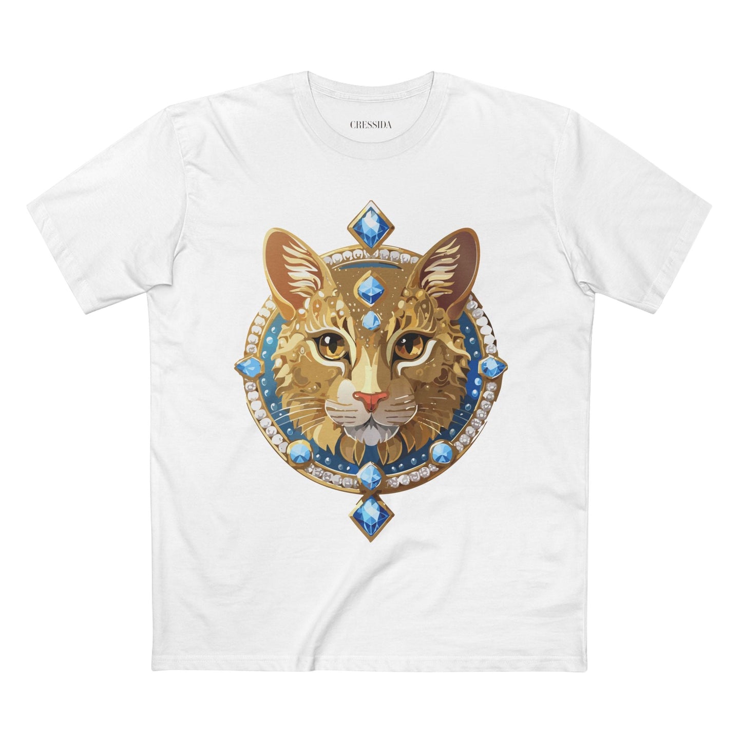 Cat Graphic Unisex 100 Cotton Tee With Unique Animal Golden Medallion Art Design 10