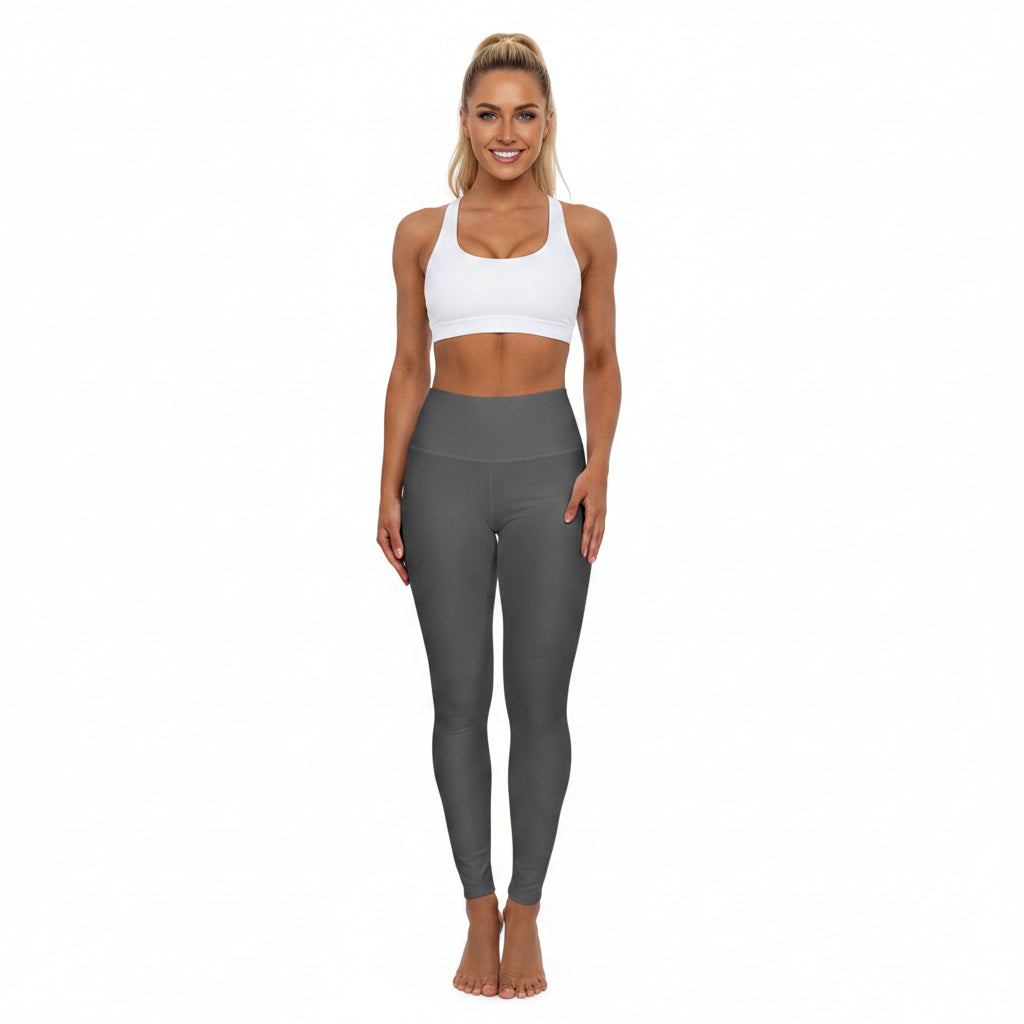 Charcoal Color High-Waist Yoga Leggings Women's Seamless Poly-Span Stretchy Pants XS-2XL