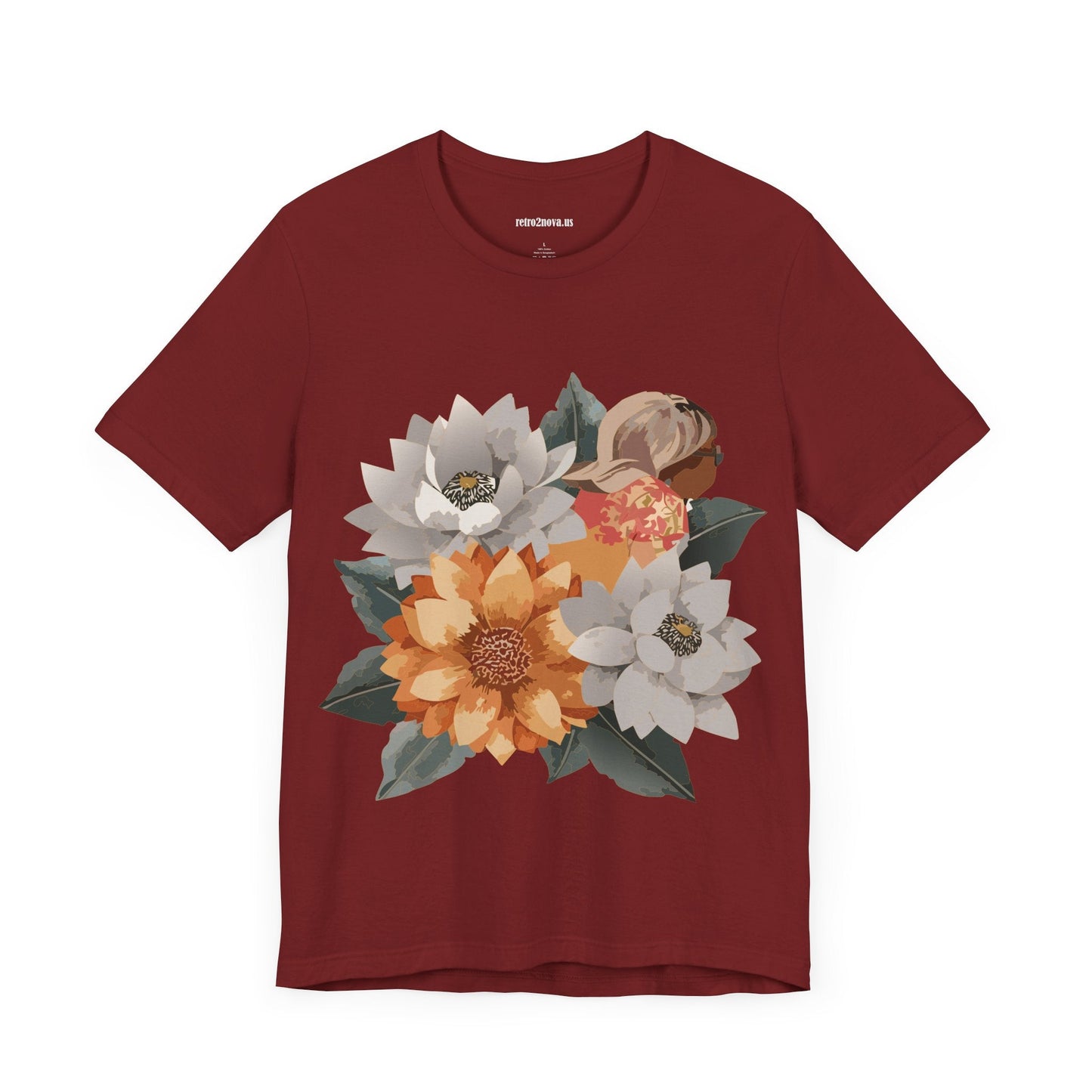 Retro2Nova Flowers Shirt Floral Shirt Unisex Floral Tee Lightweight Breathable Jersey