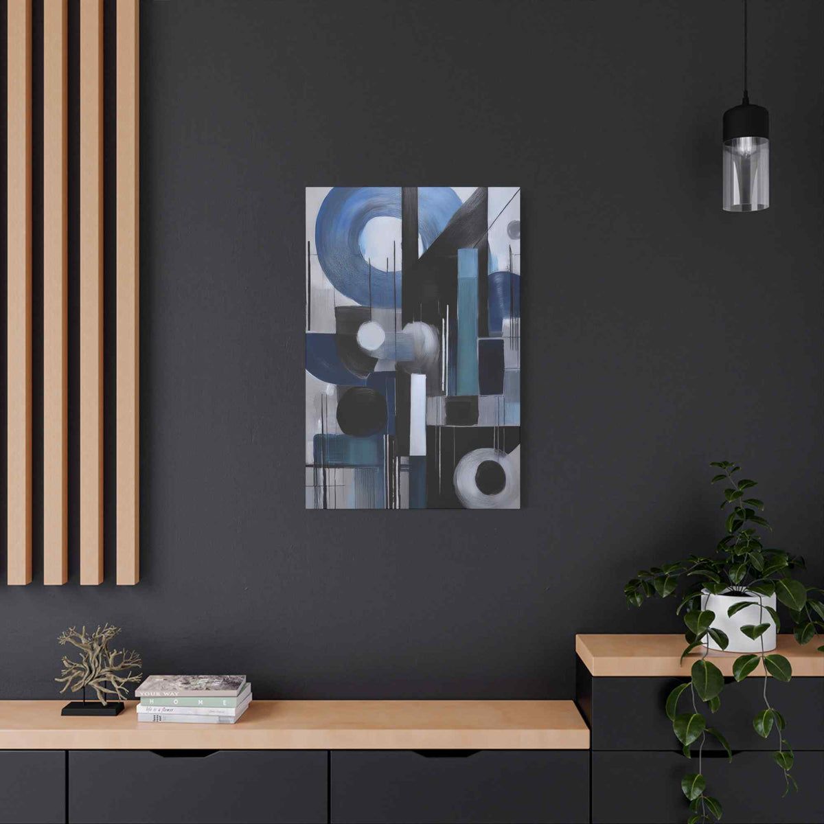 Blue Abstract Painting Print Canvas 20x24,20x30,24x30, 24x32,24x36,30x40, 32x48,36x48,40x60 Pine-Wood Inner Frame ABS-28