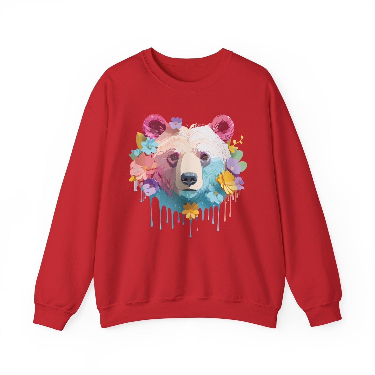 Unisex Floral Bear Sweatshirt Gildan 18000 Art Design Animals