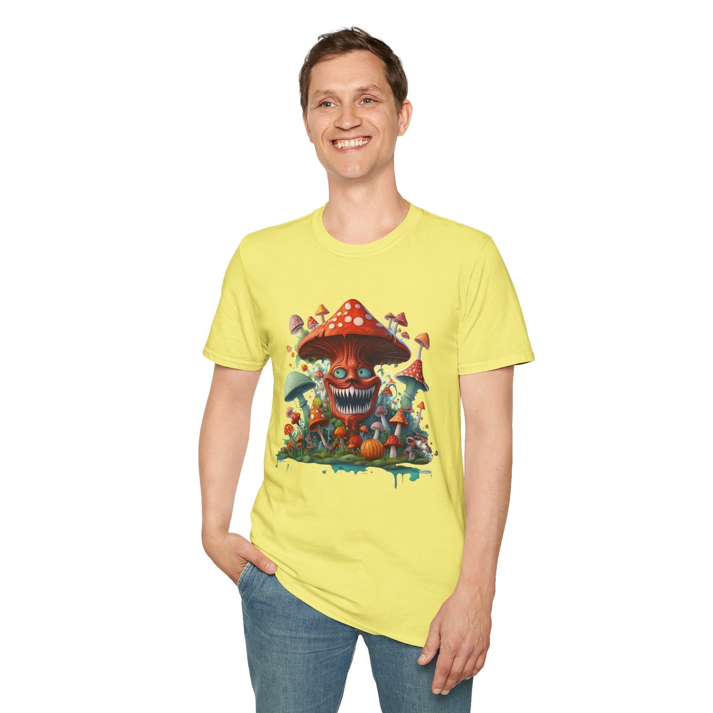 Unisex Mashroom Tee Shirt With Funny Mashroom Design Fungus Humor Softstyle Cotton