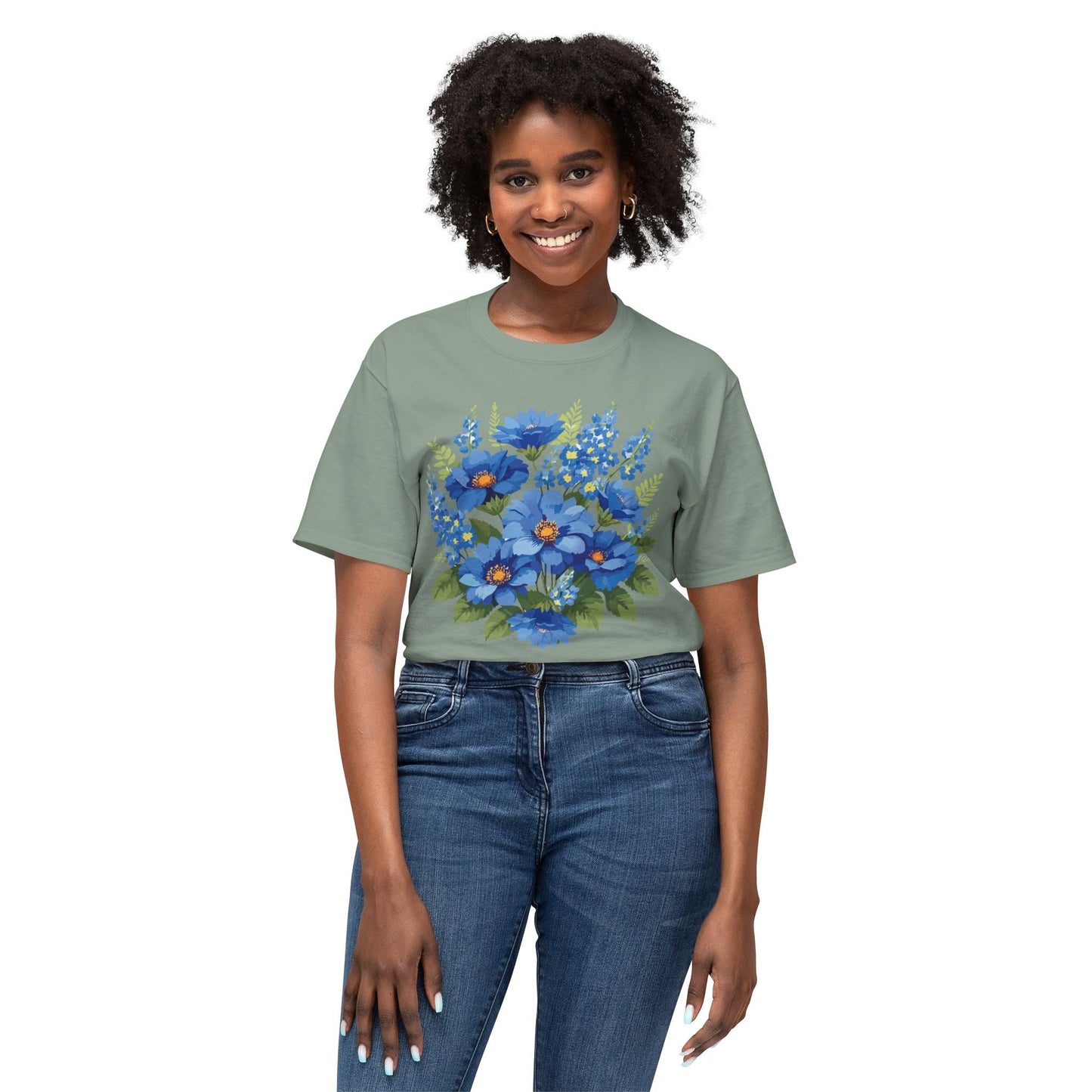 Unisex Floral Art T Shirt Cotton Tee With Vintage Flowers Art Print Breathable USA Made