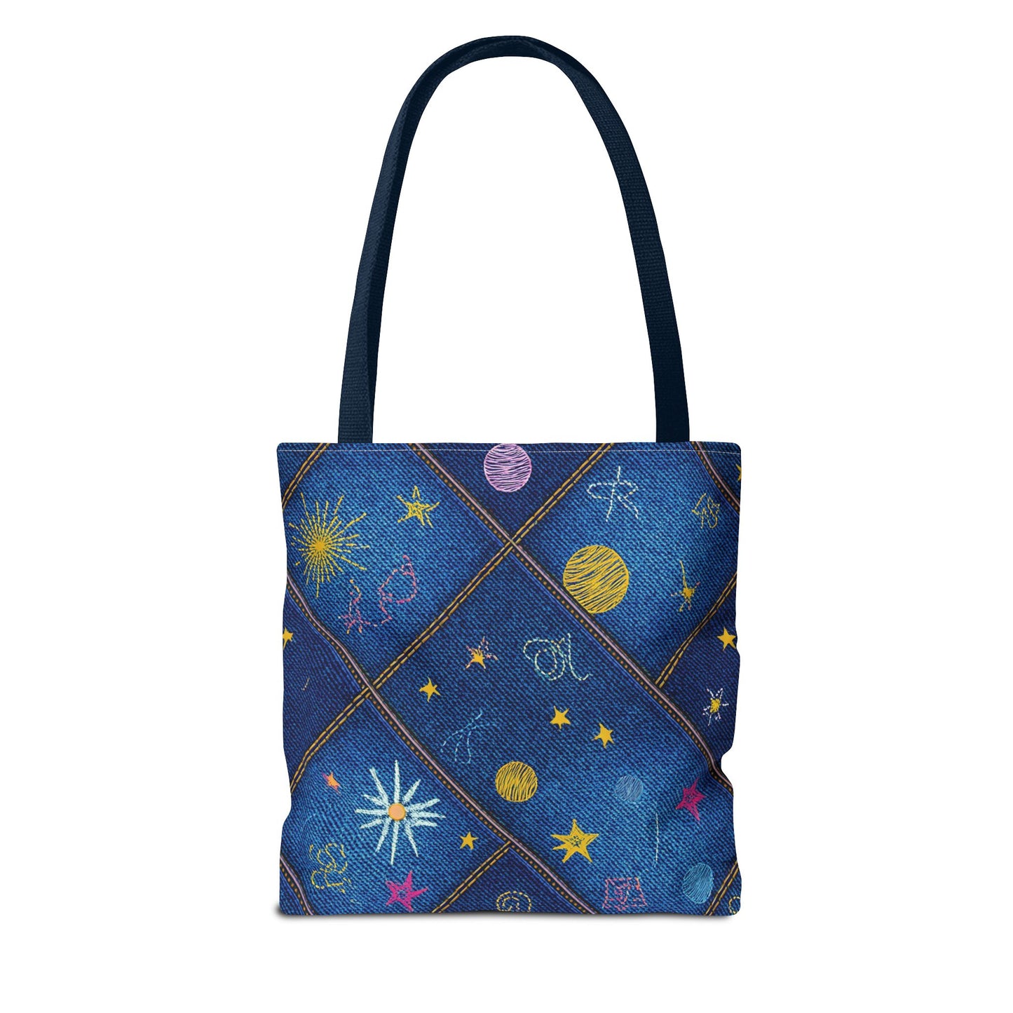 Denim Fabric Imitation Print Unisex Canvas Bag Poly Spun 3 Sizes Tote Bag 183-3