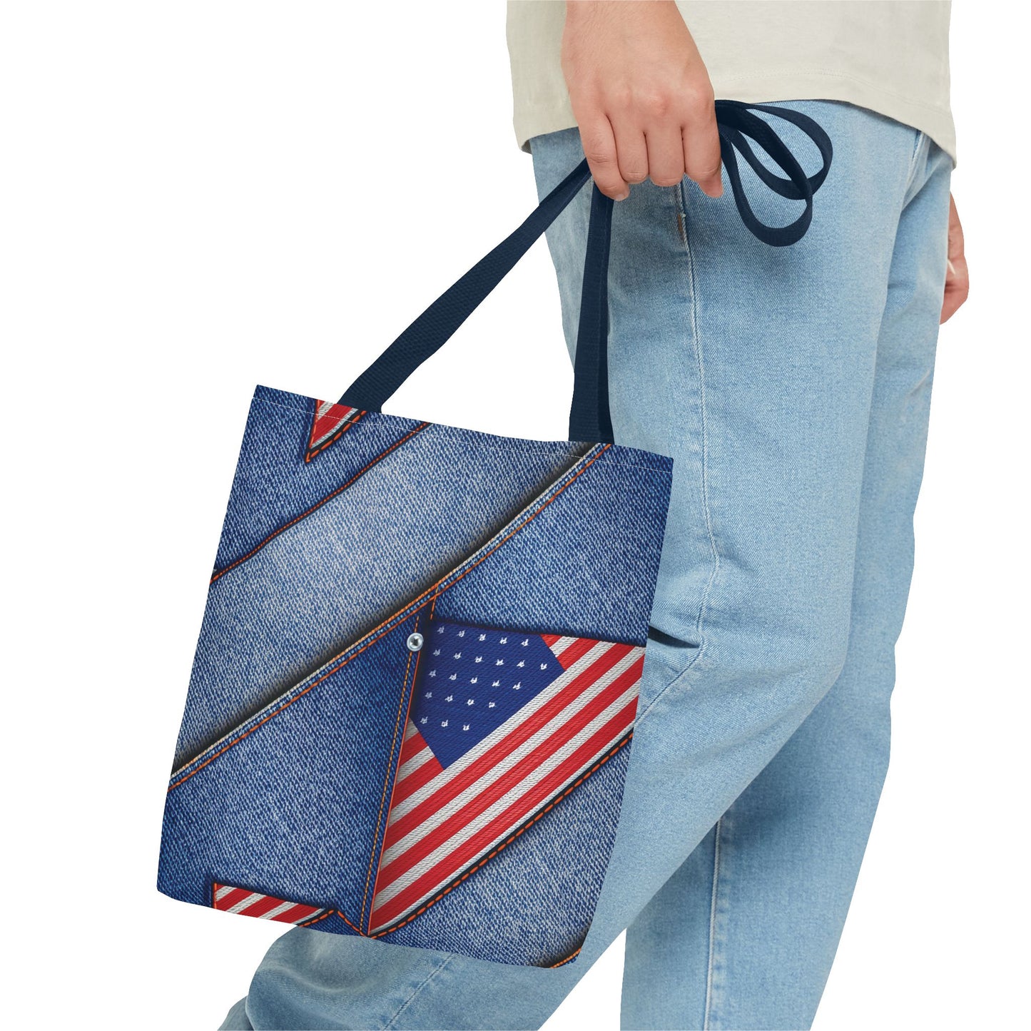 4th of July DENIM PRINT CANVAS BAG HIGH-QUALITY 100% SPUN POLY 3 SIZE BAG-200-22