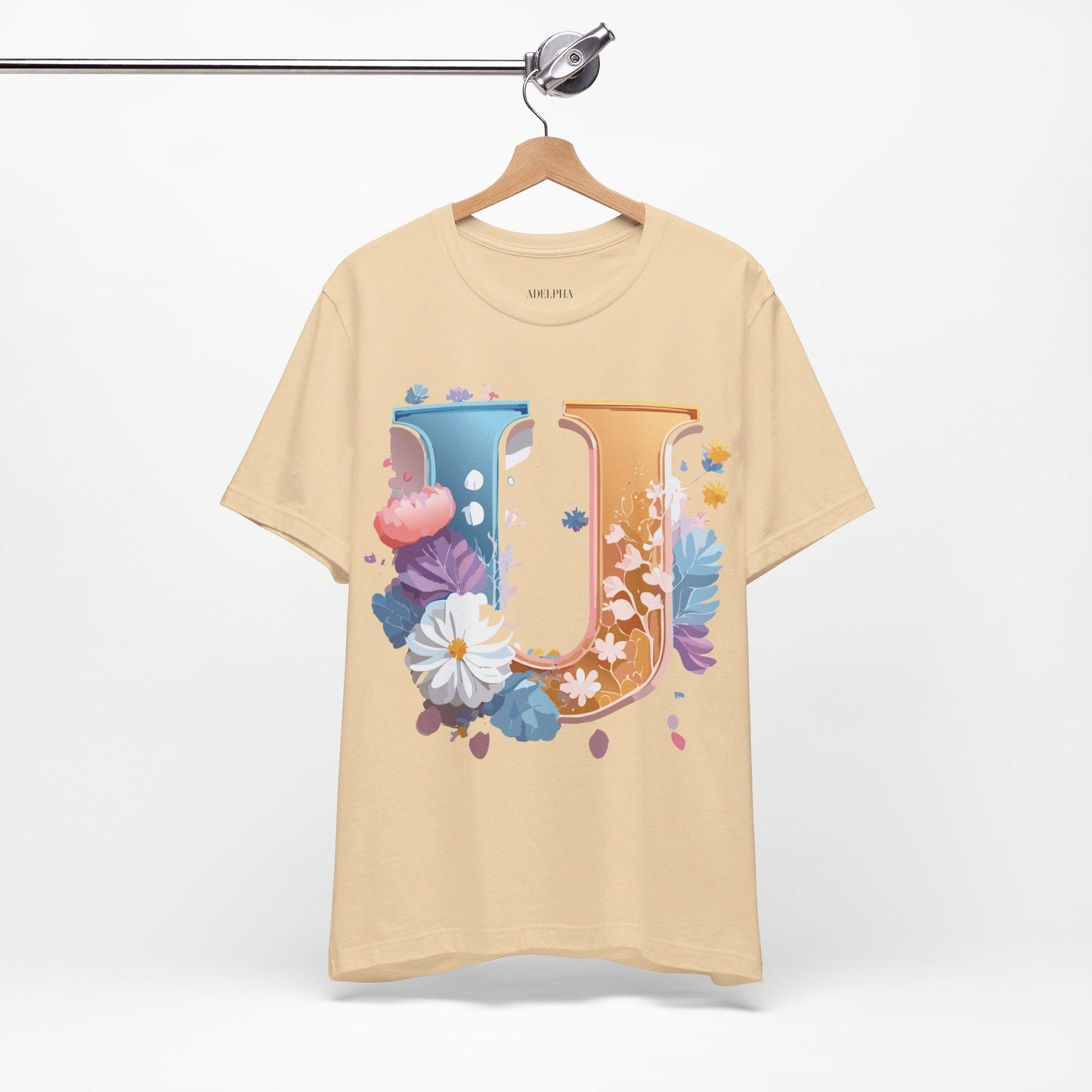 Letter U Shirt Graphic Tee Unisex Vintage Inspired Adelpha Artwork Premium Short Sleeve