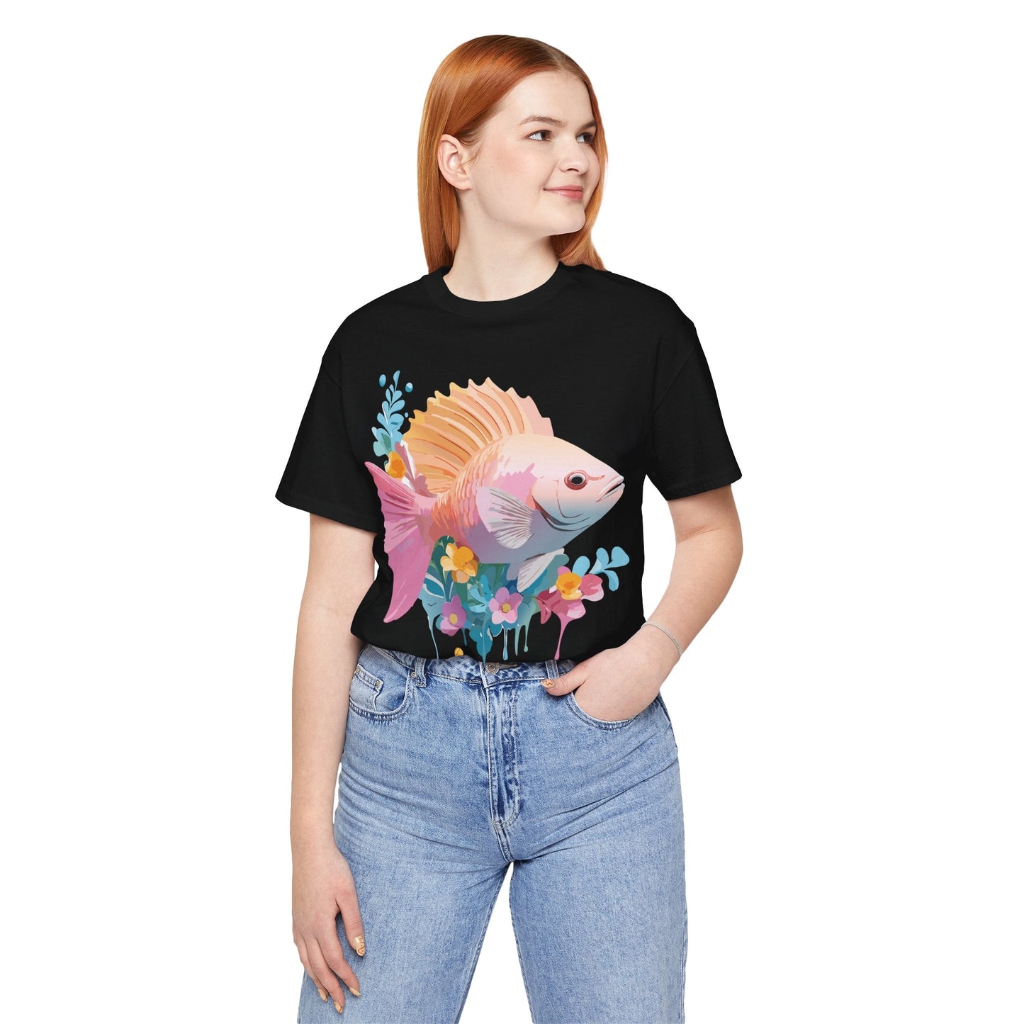 Adelpha Fish Graphic Tee Unisex Short Sleeve Shirt Vintage Inspired Art Design Collection