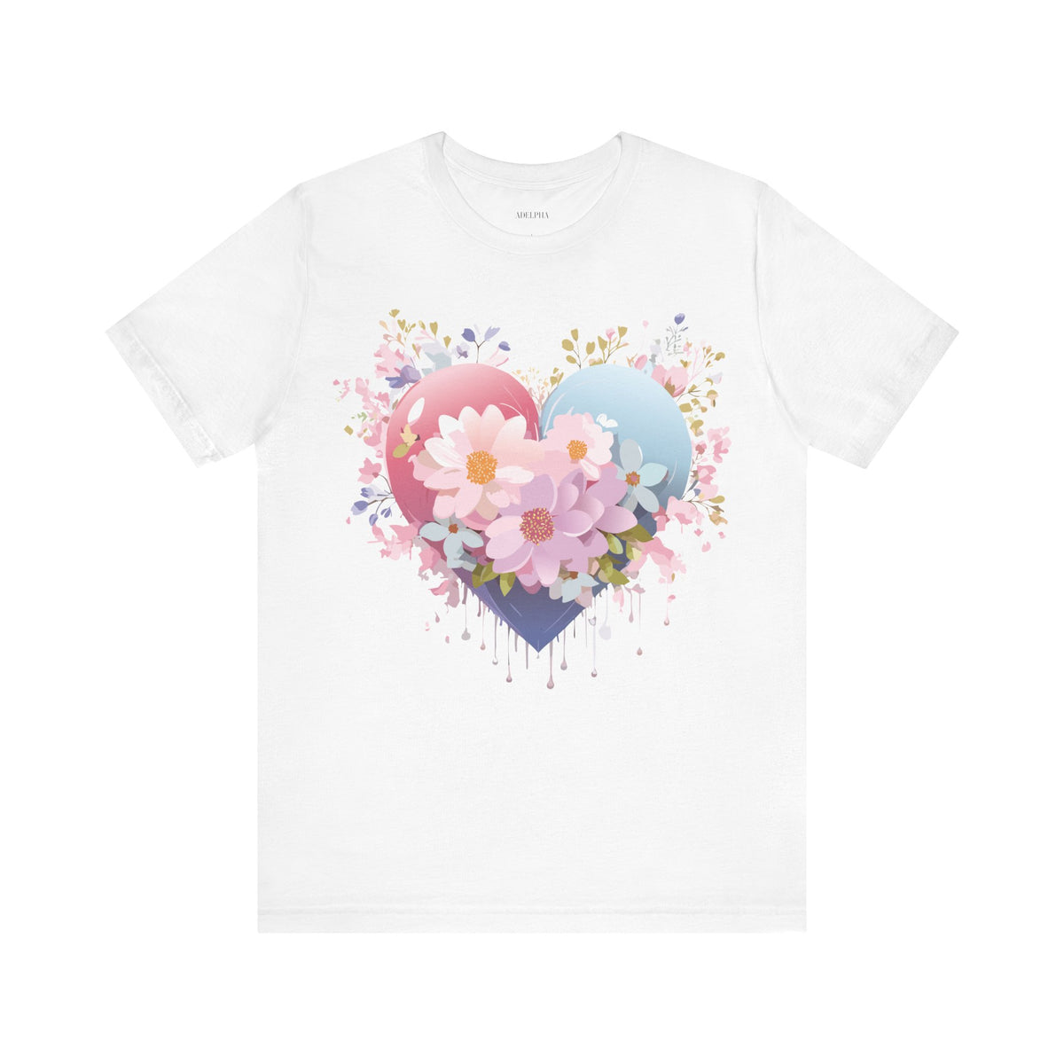 Valentine's Day Graphic Unisex Cotton Bella+Canvas Tee with Floral Art Design d130