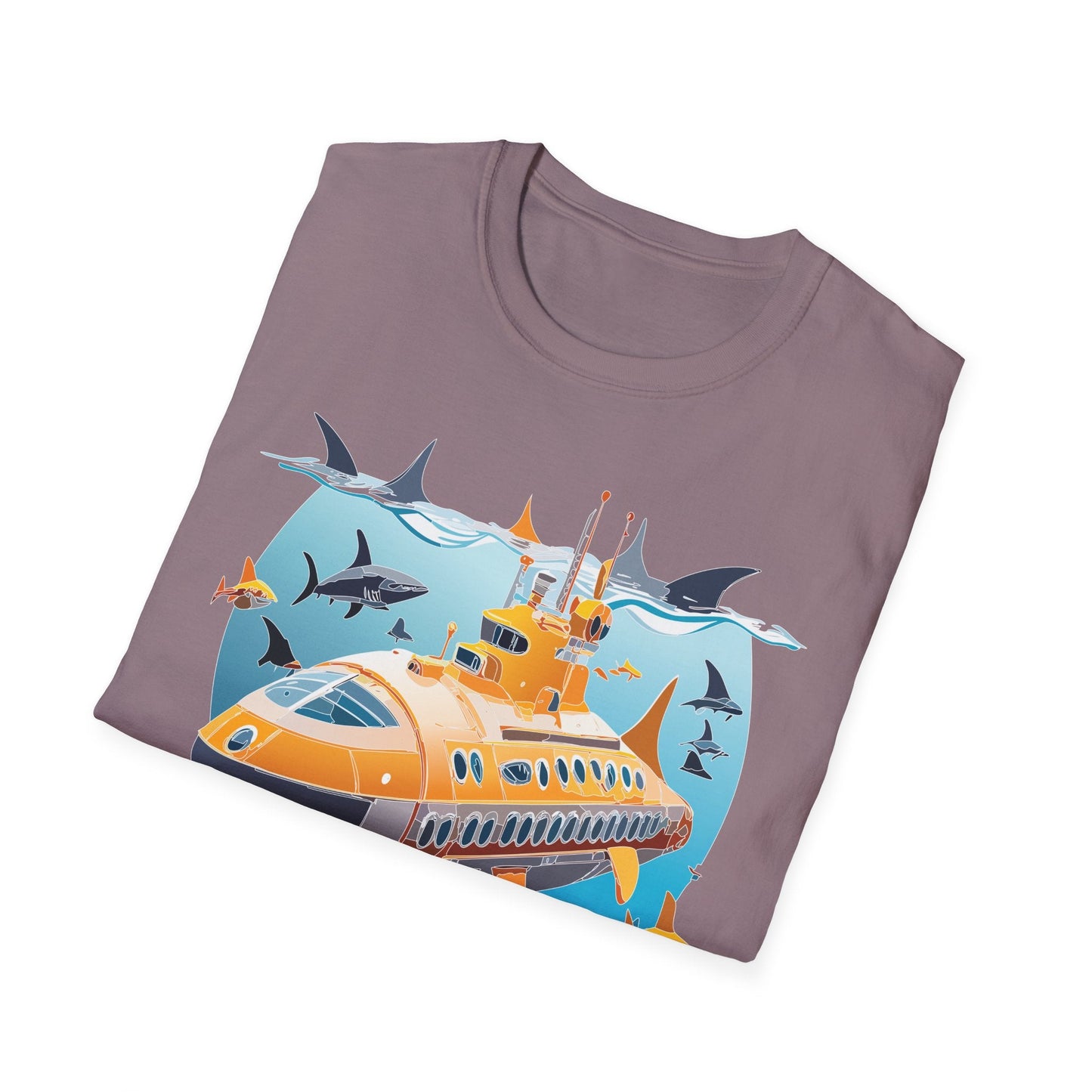 Ocean Themed Unisex Gildan Softstyle 64000 Short Sleeve T Shirt With Ocean Art Design