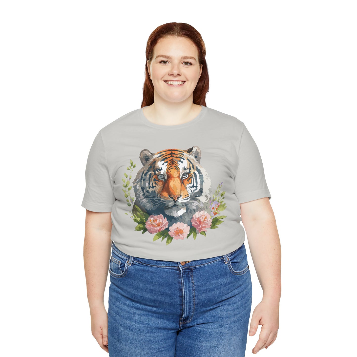 Floral Tiger Shirt, Animal Shirt, Tiger Tee, Unisex Tee, Floral T-shirt, T-Shirt with Animal