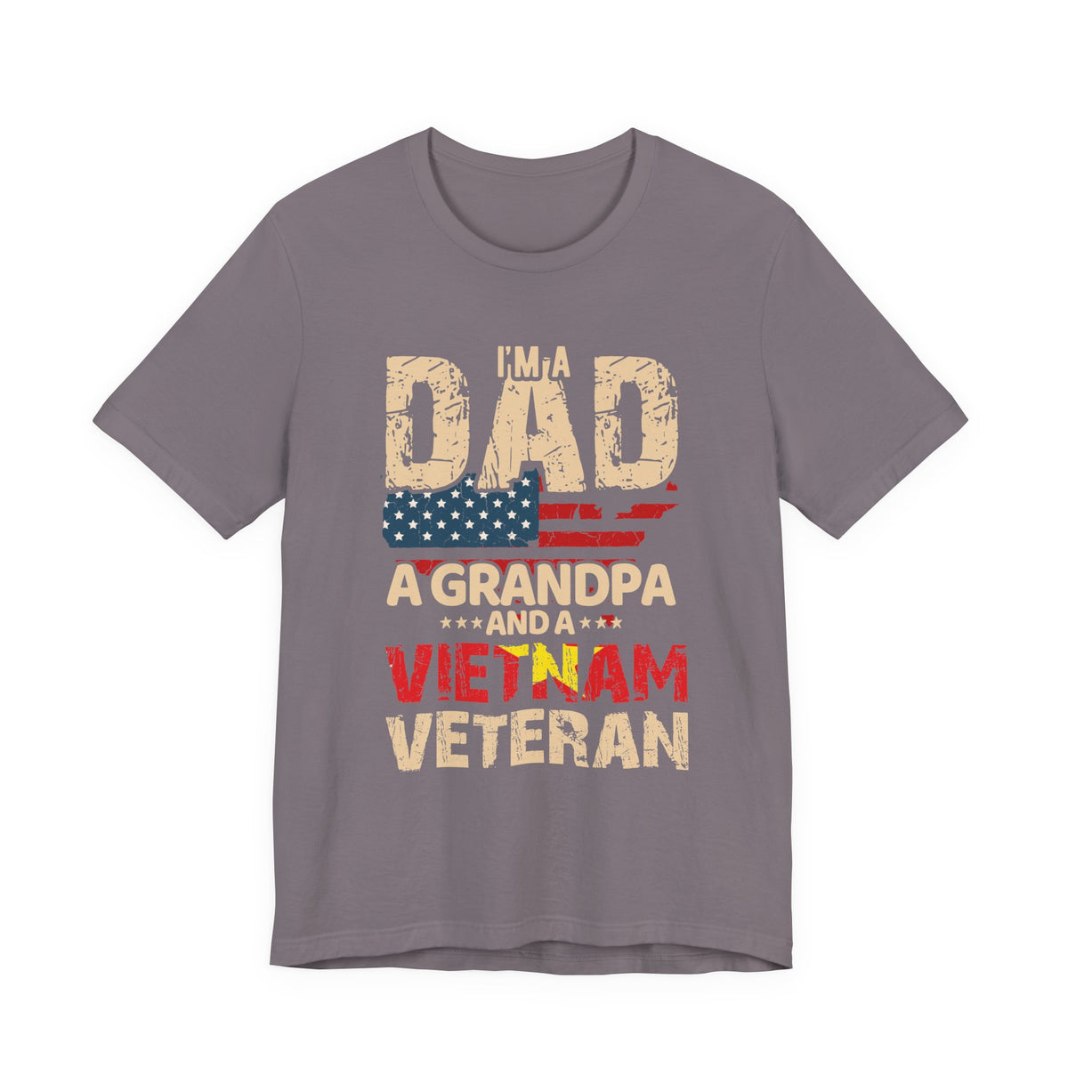 I'm a Dad a Grandpa and a Vietnam Veteran T-Shirt American Flag Patriotic Unisex Cotton Tee v3
