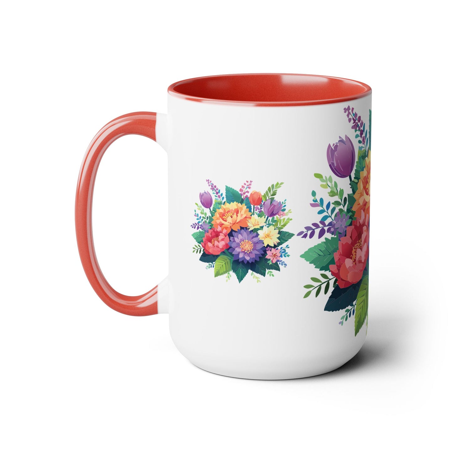 Two-Tone Coffee Mugs with flowers