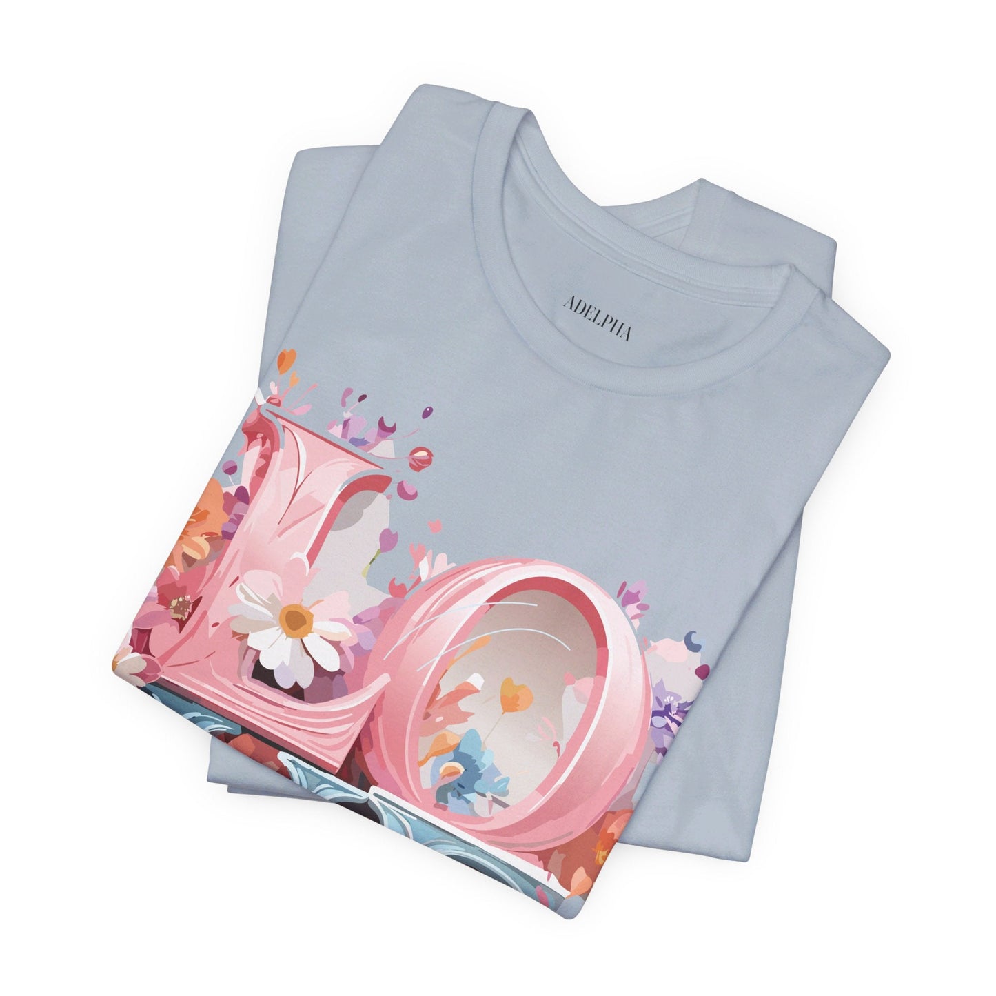 Valentine Day Graphic Unisex 100 Cotton Vintage Artwork with Love and Flower Design Tee 45