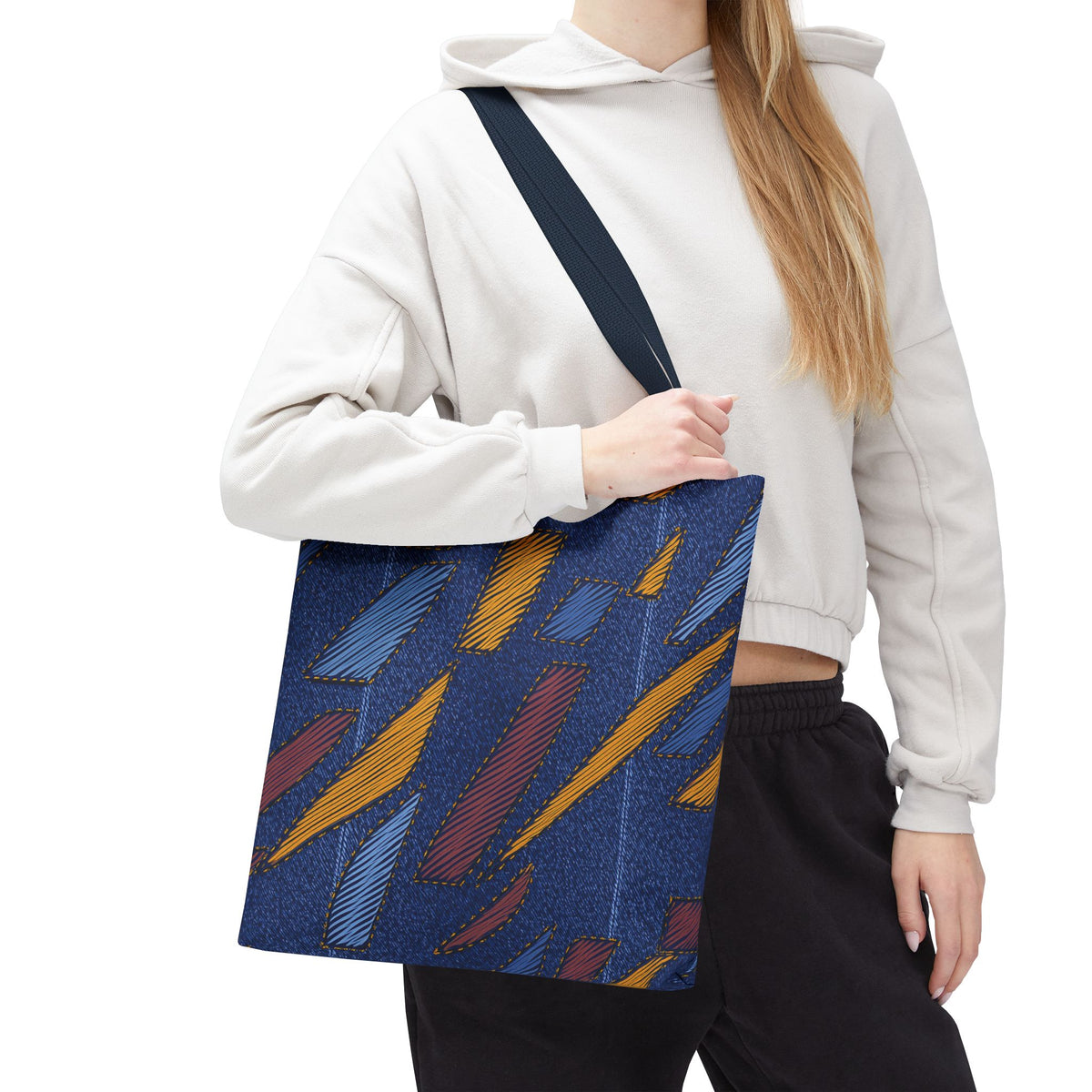 Denim Fabric Imitation Print Unisex Canvas Bag Poly Spun 3 Sizes Tote Bag 149