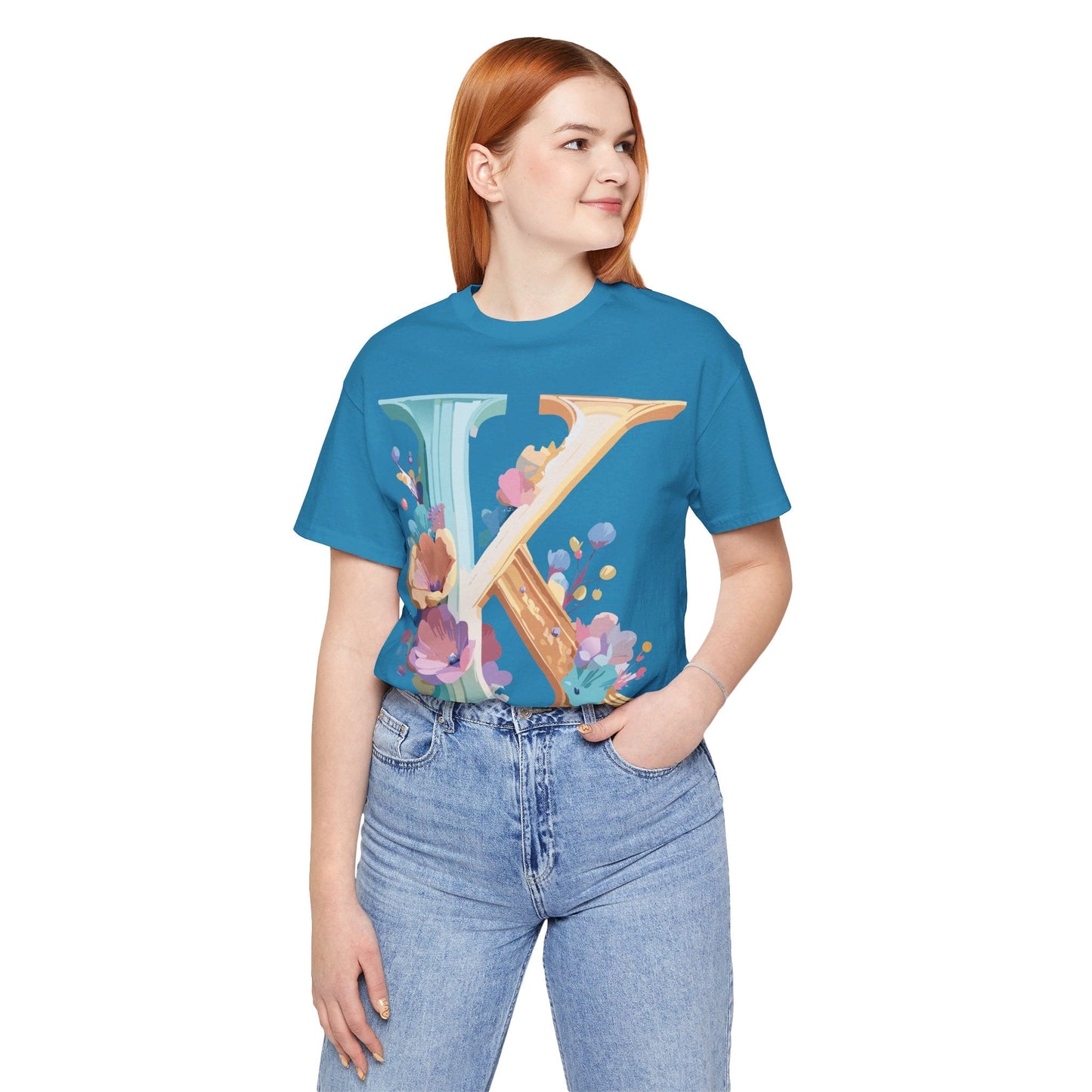 Letter K Shirt Graphic Tee Unisex Vintage Inspired Adelpha Art Design Tee Premium Soft Cotton