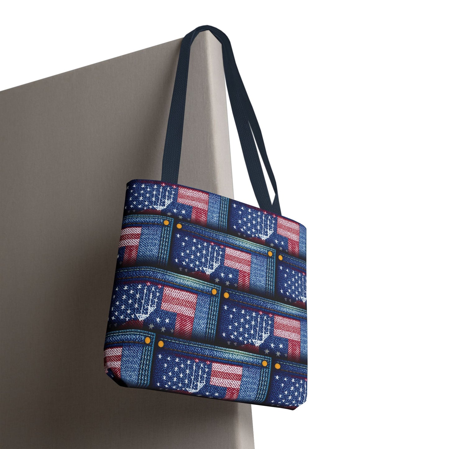 4th of July Graphic Denim Fabric Imitation Print Unisex Canvas Bag Poly Spun 3 Sizes Tote Bag 200-15