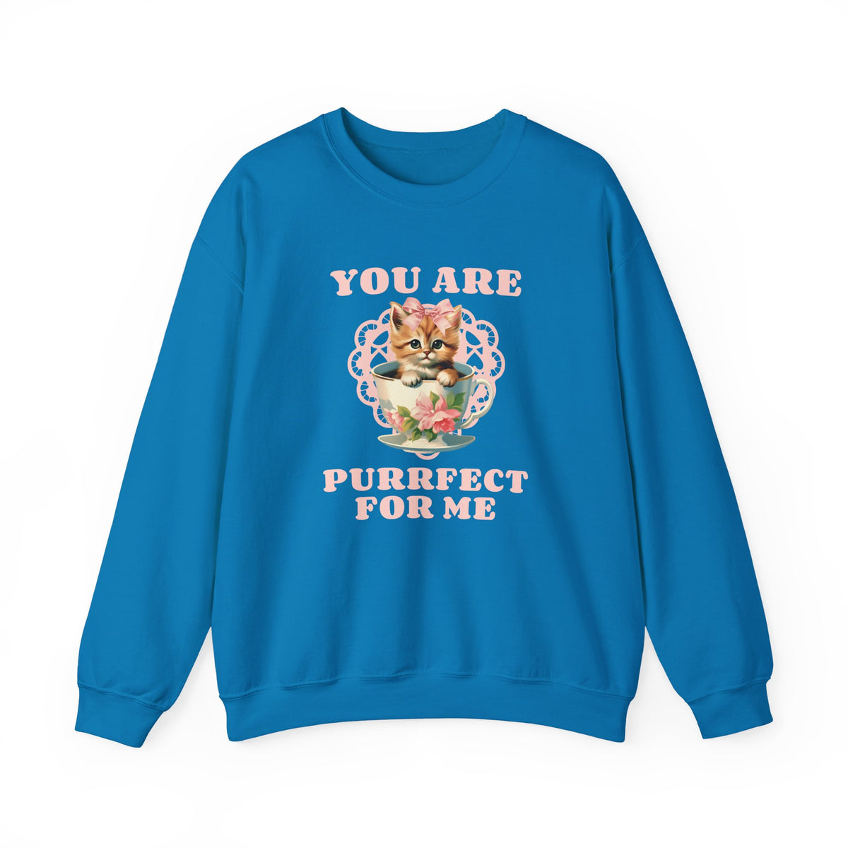 Cat Graphic Valentine's Day Sweatshirt Unisex 50/50 Cotton-Poly Animal Sweatshirt w18