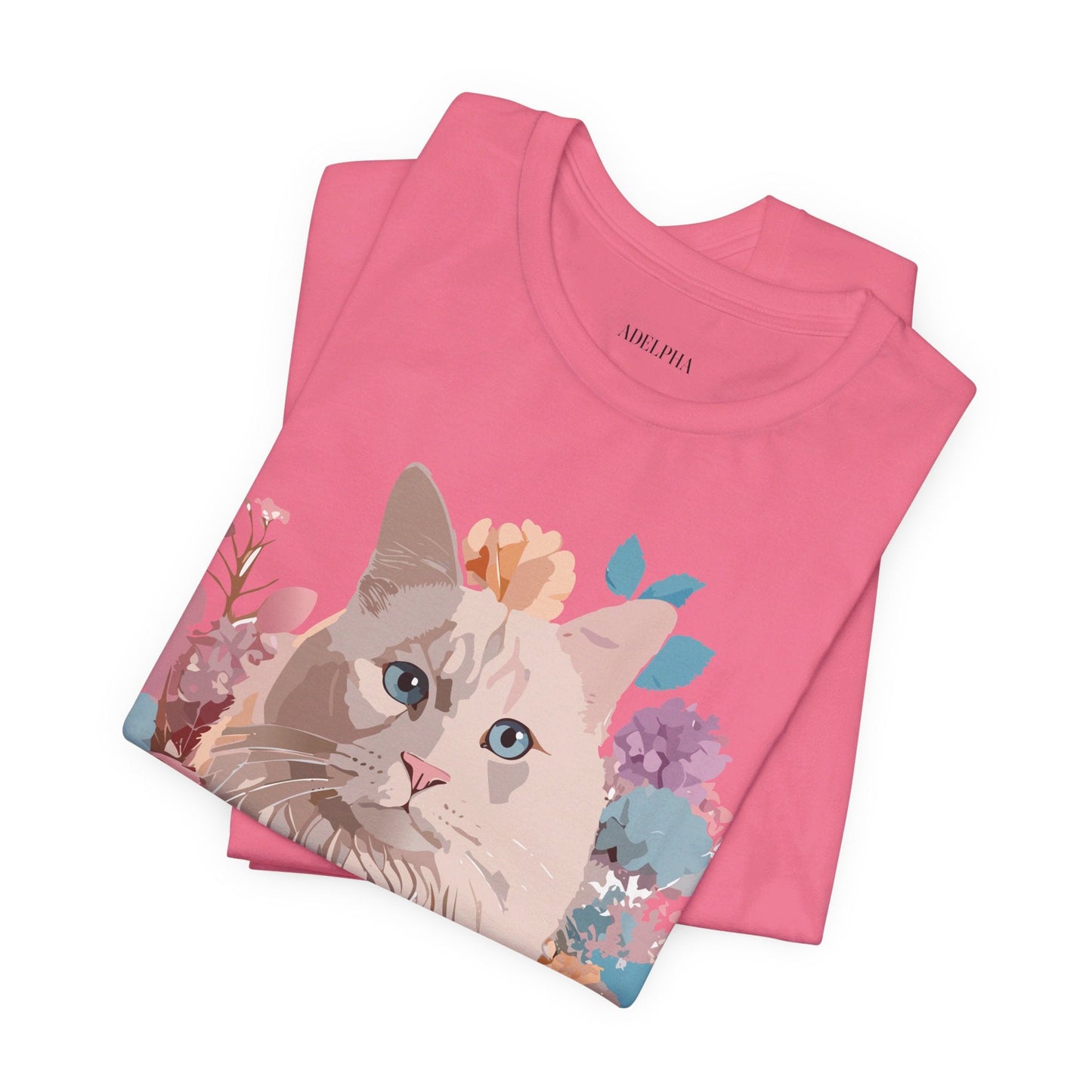 Cat Graphic Tee Unisex Short Sleeve Shirt With Vintage Art Adelpha