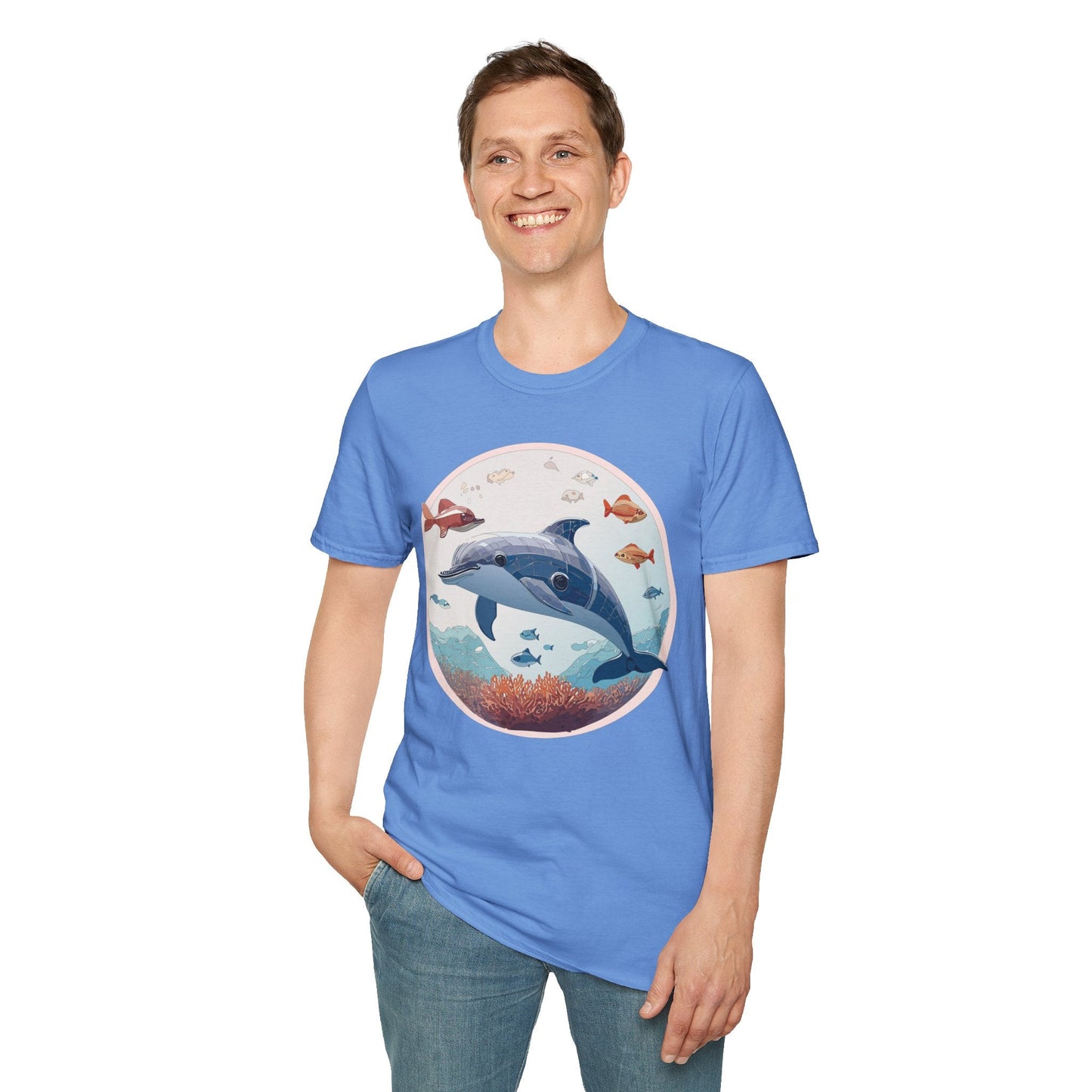 Dolphin Shirt Unisex Softstyle Tee One Hundred Percent Ring Spun Cotton Lightweight Comfort