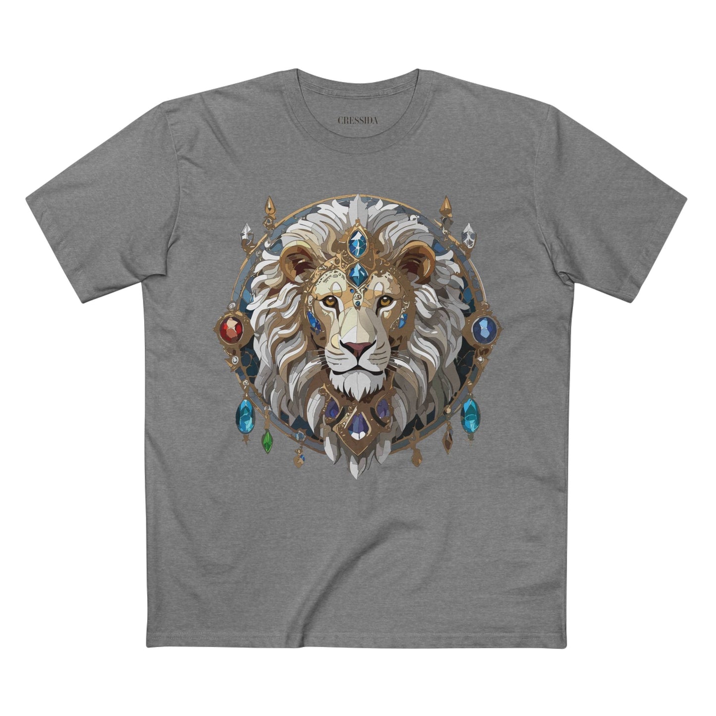 Lion Graphic Unisex 100 Cotton Tee With Unique Animal Golden Medallion Art Design 57