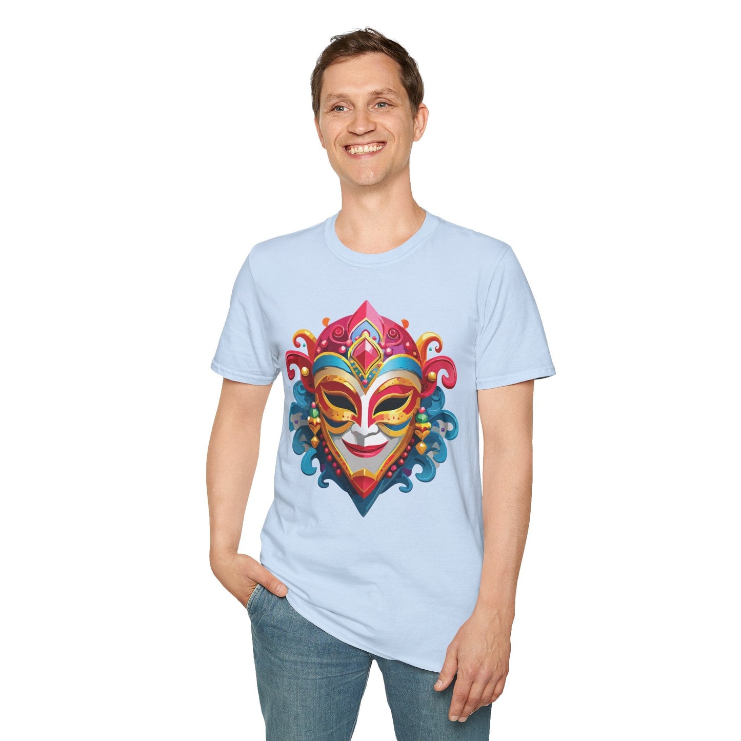 Mask Tee Shirt Unisex Masquerade Tees Softstyle 64000 100 Percent Cotton Lightweight Breathable