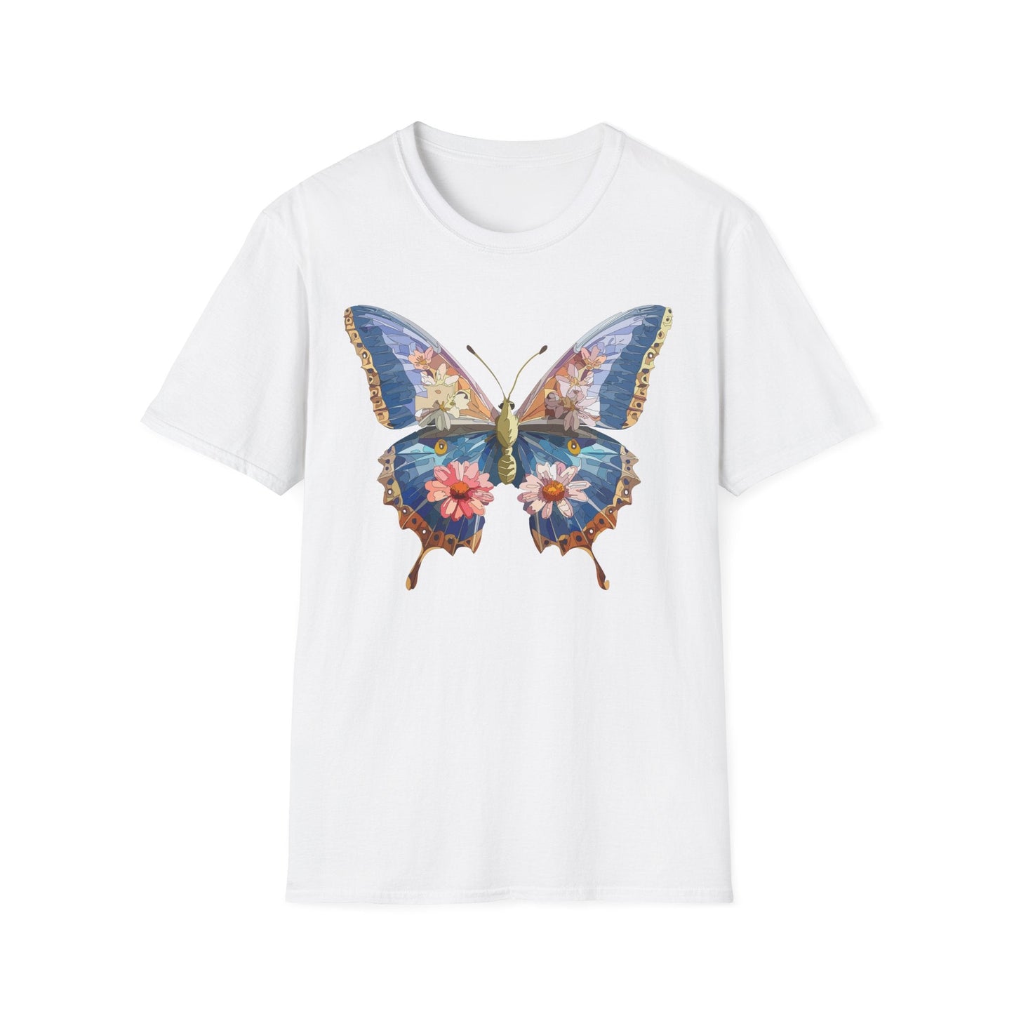 Butterfly T Shirt Unisex Softstyle 64000 Gildan Monarch Design 100 Percent Ring Spun Cotton Tee