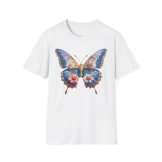 Butterfly T Shirt Unisex Softstyle 64000 Gildan Monarch Design 100 Percent Ring Spun Cotton Tee