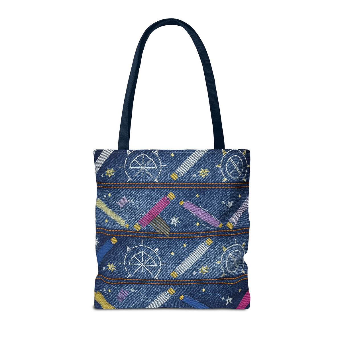 Denim Fabric Imitation Print Unisex Canvas Bag Poly Spun 3 Sizes Tote Bag 183-9